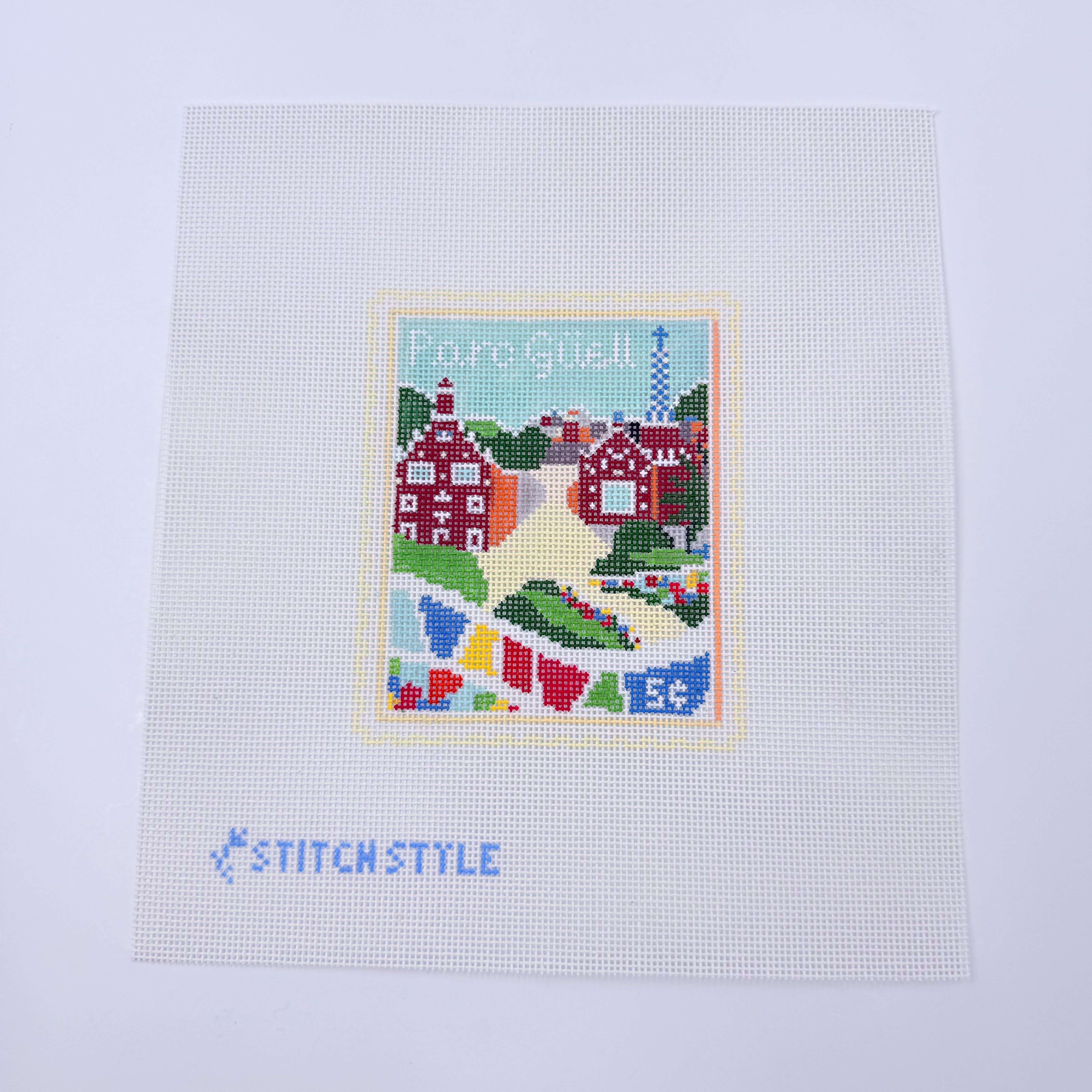 Barcelona Parc Guell Stamp Needlepoint Canvas - KC Needlepoint