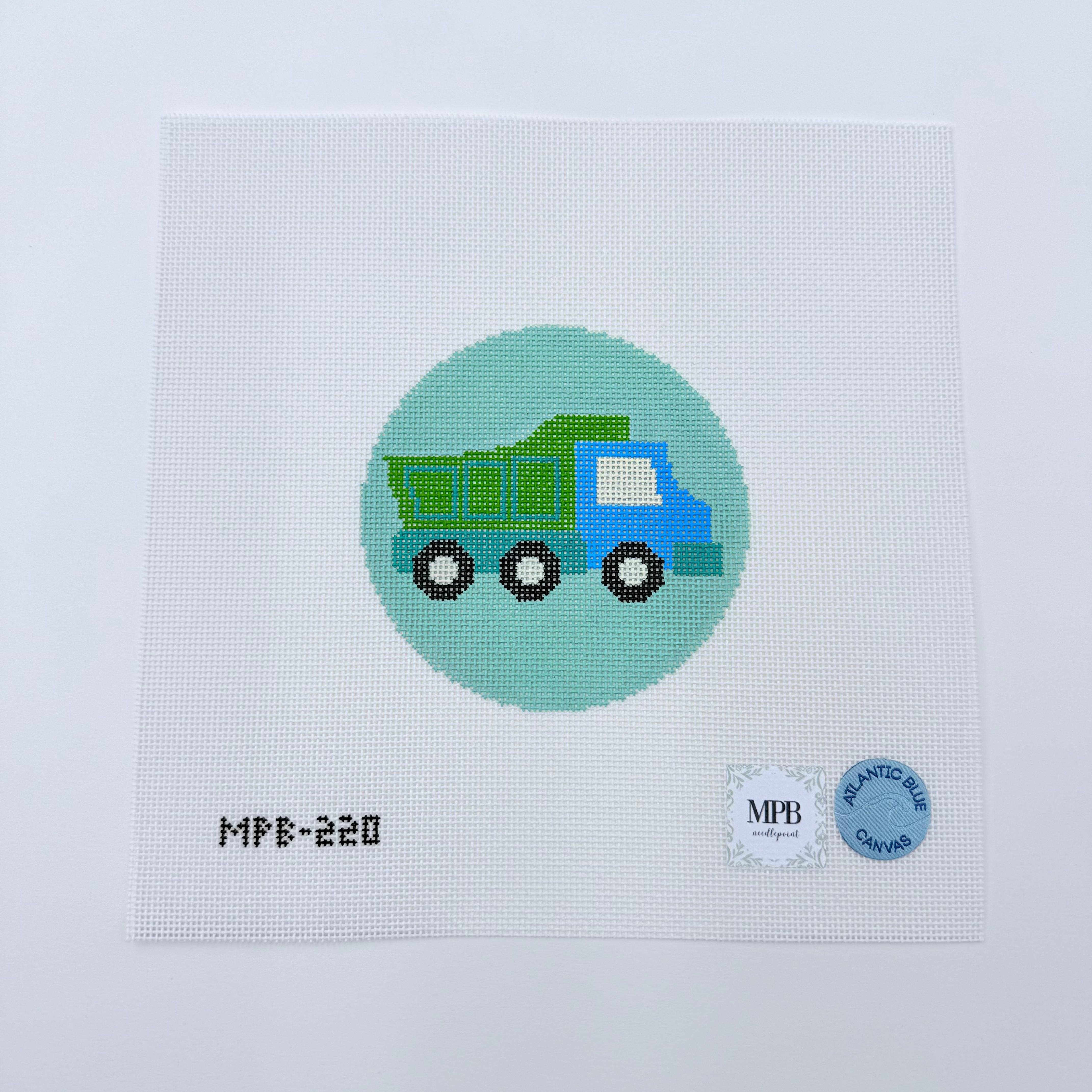 Dump Truck Round Canvas - KC Needlepoint