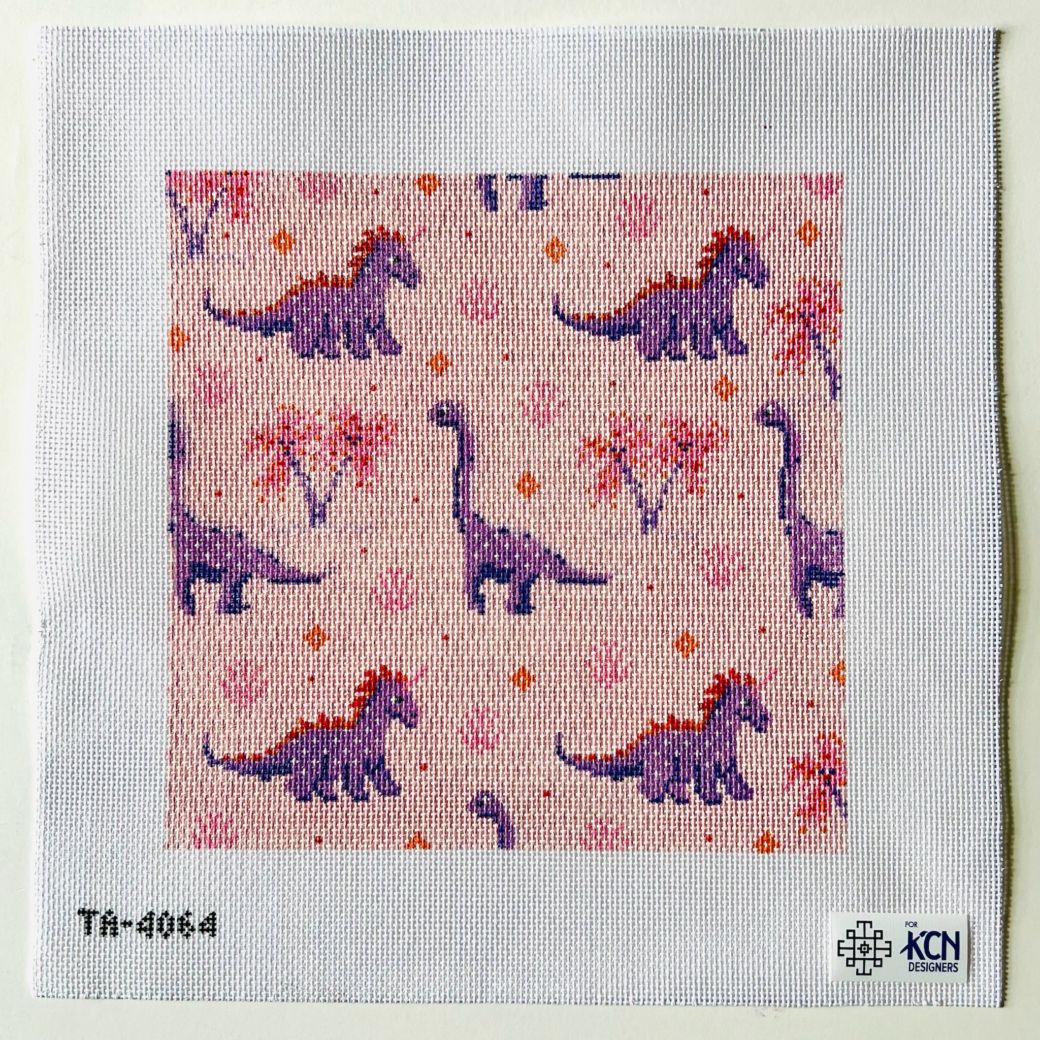 Dinosaur Square Canvas - KC Needlepoint