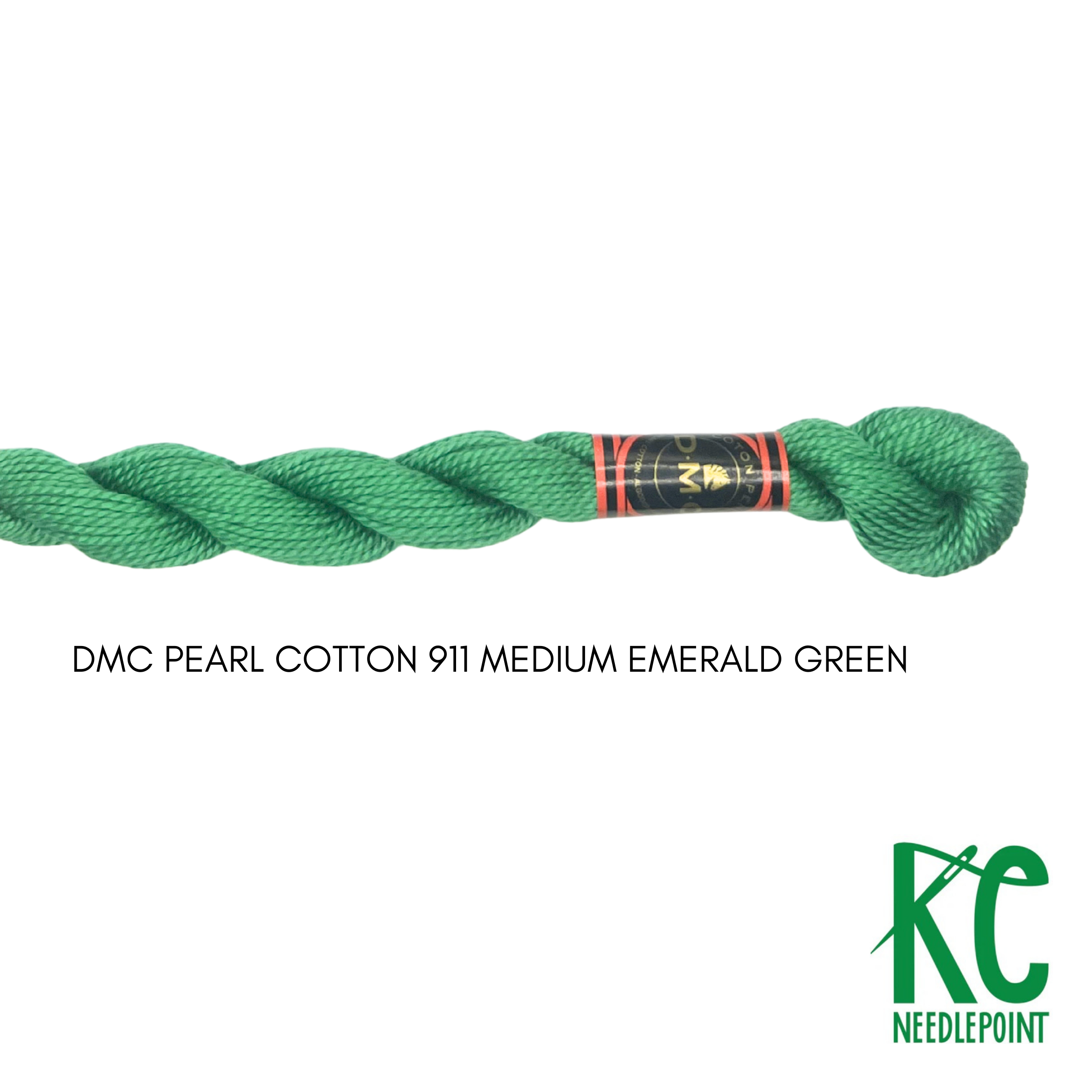 DMC 3 Pearl Cotton 911</br>Medium Emerald Green - KC Needlepoint