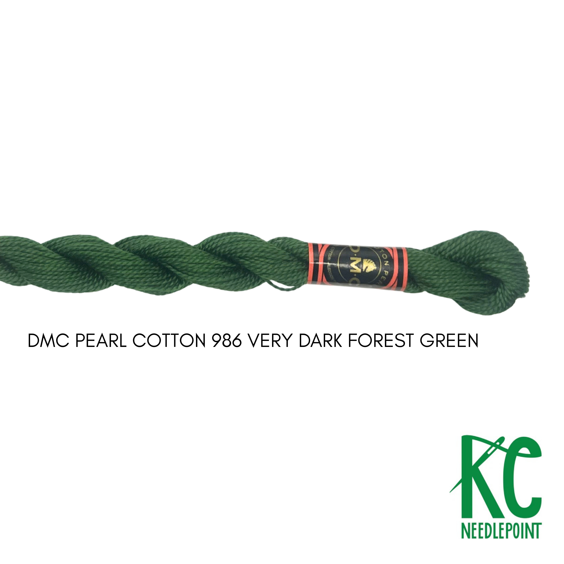 DMC 5 Pearl Cotton 986</br>Very Dark Forest Green - KC Needlepoint