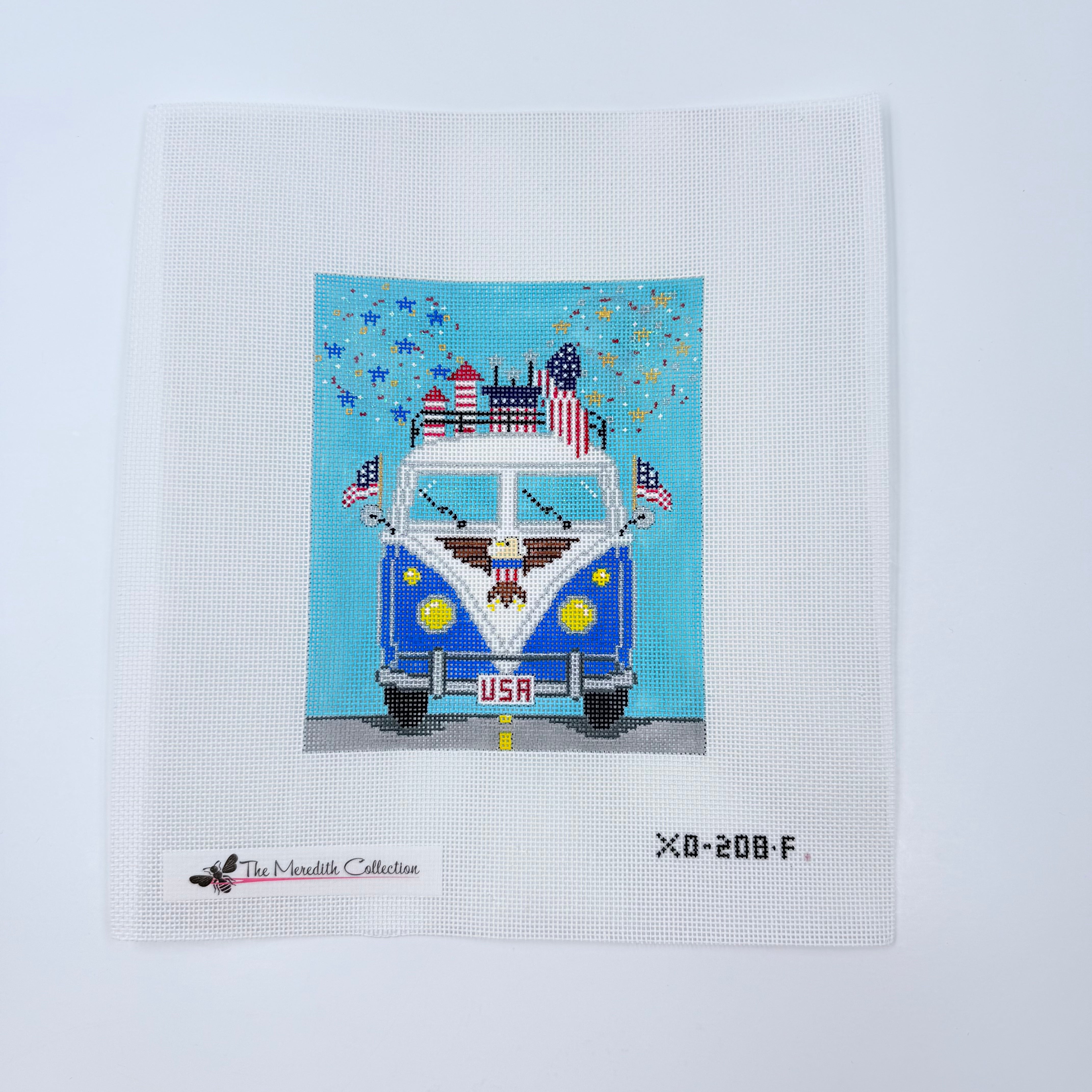 Micro Bus 4th of July Canvas - KC Needlepoint