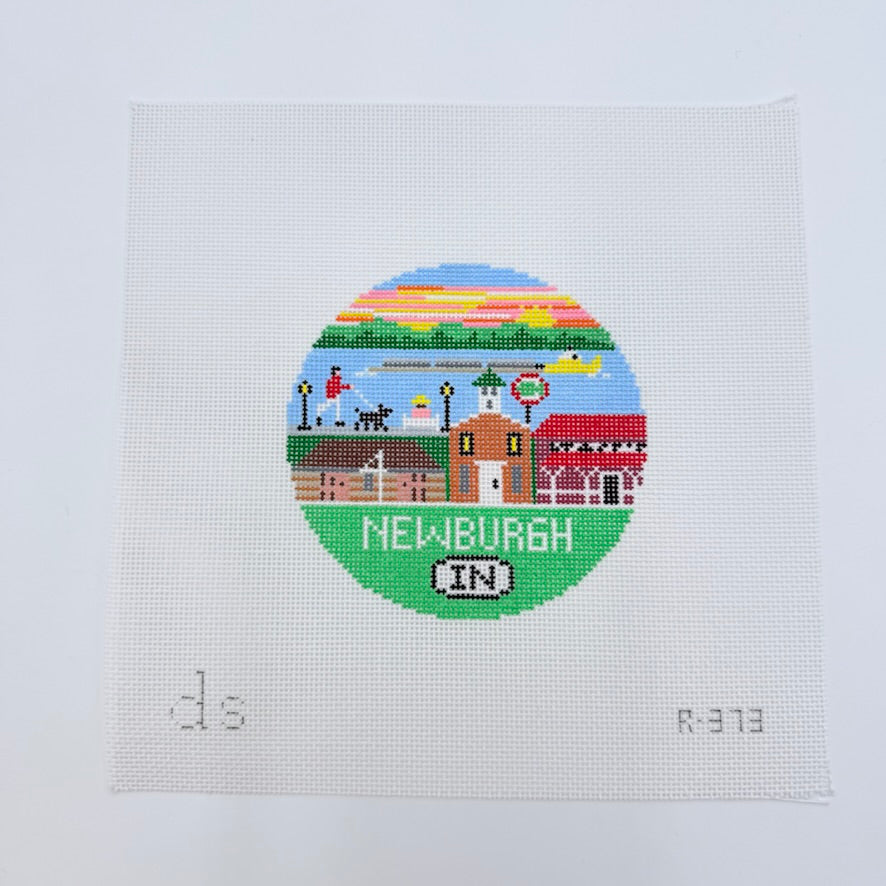 Newburgh Travel Round Needlepoint Canvas - KC Needlepoint