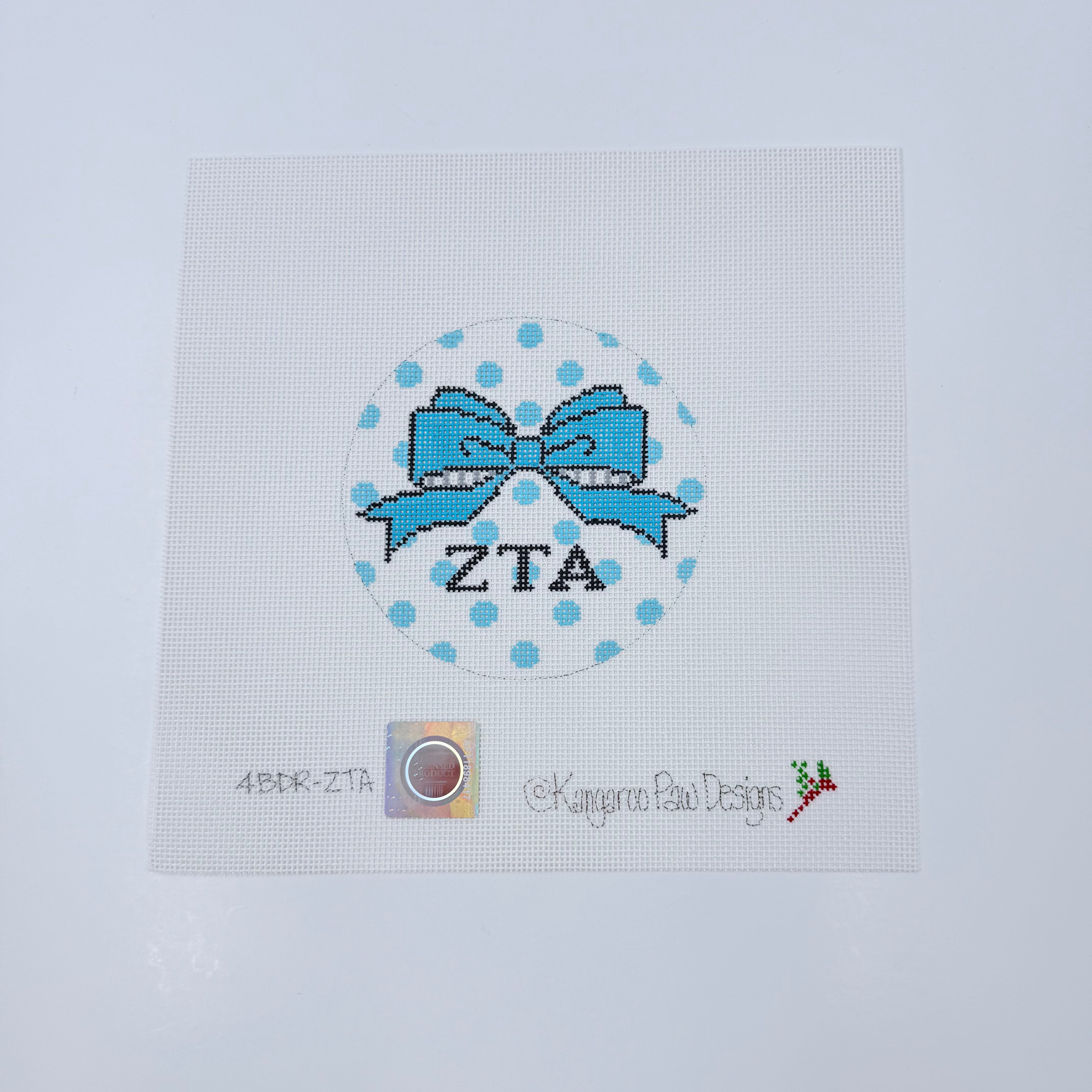 Zeta Tau Alpha Bow Round Canvas - KC Needlepoint