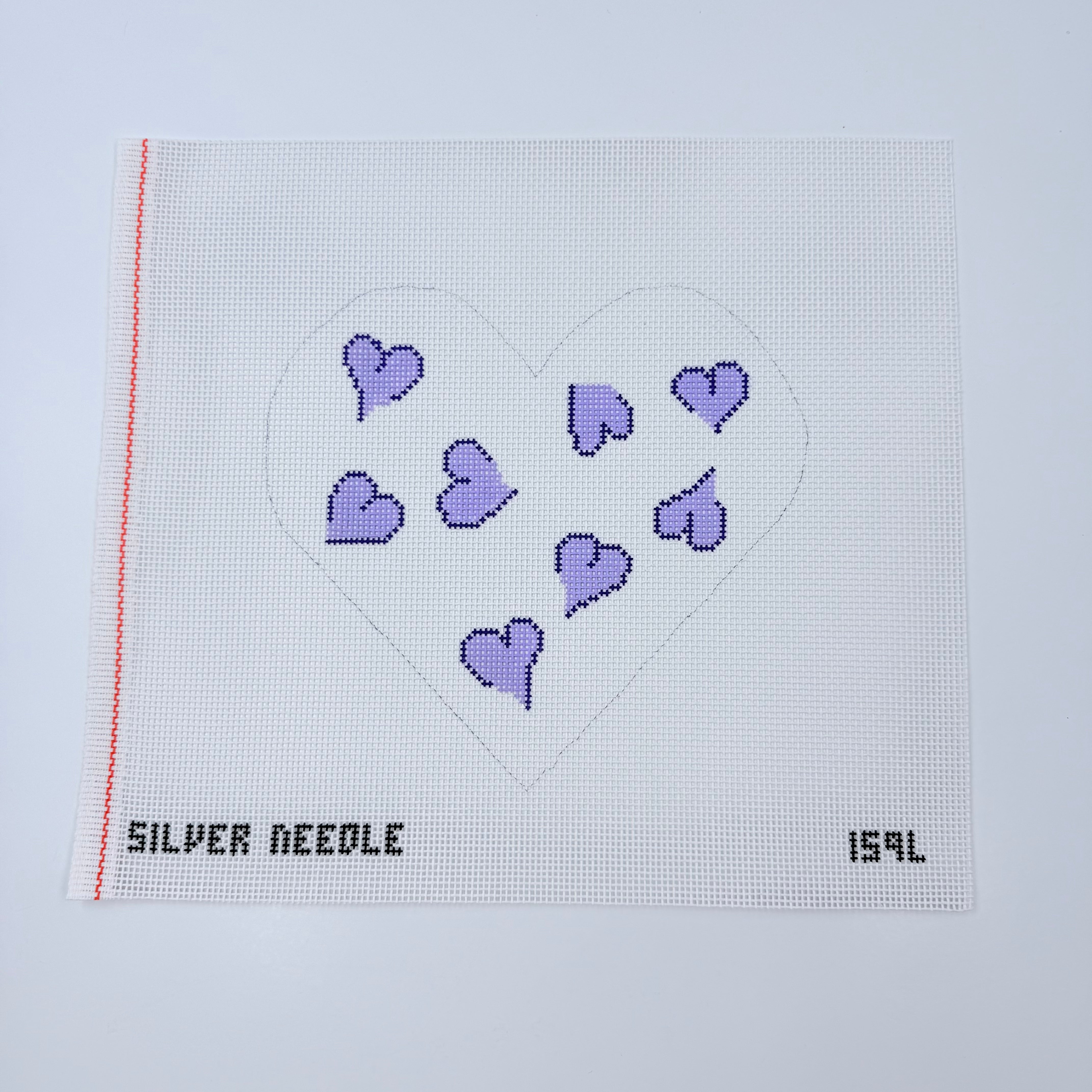 Lavender Hearts Canvas - KC Needlepoint