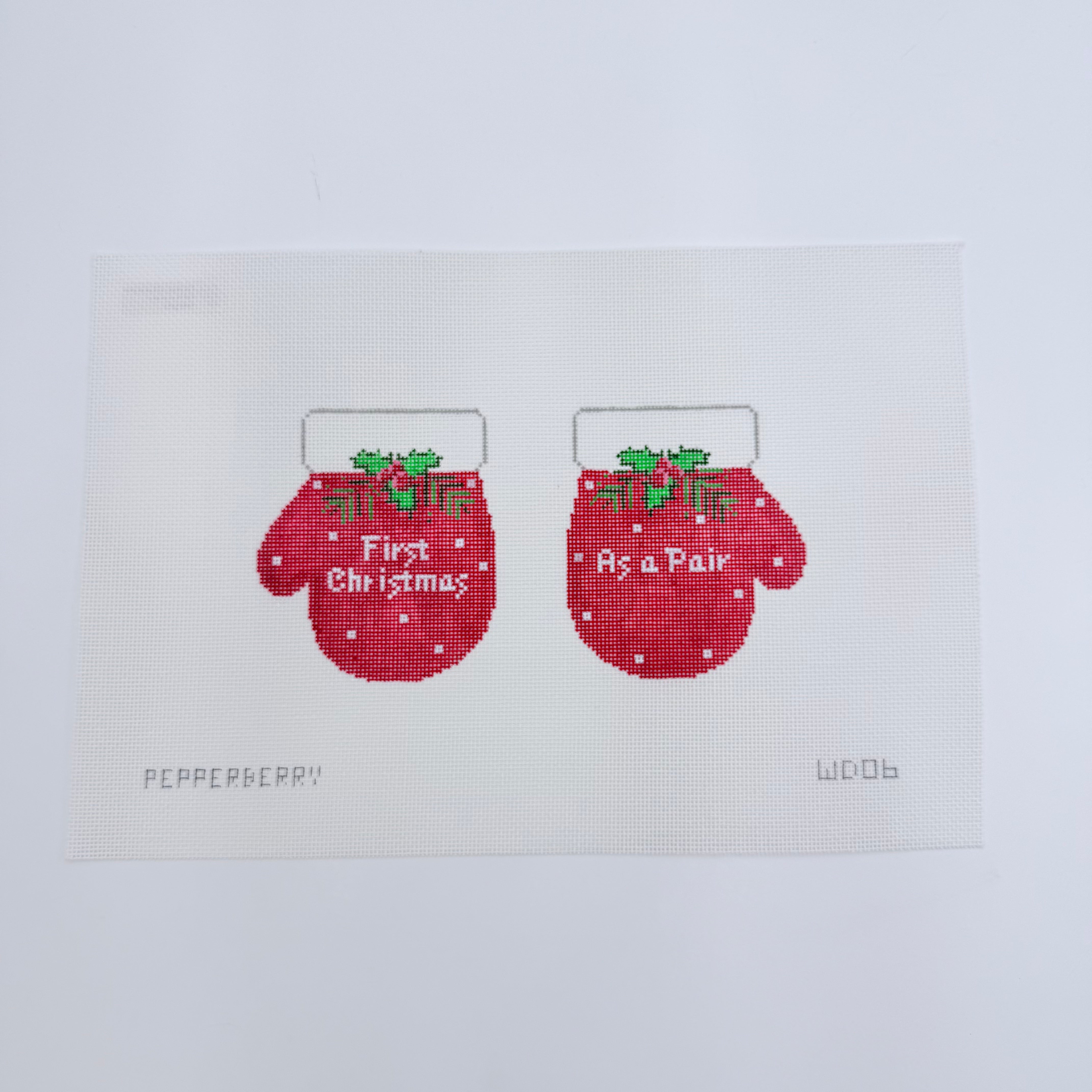 First Christmas as a Pair Mittens Canvas - KC Needlepoint