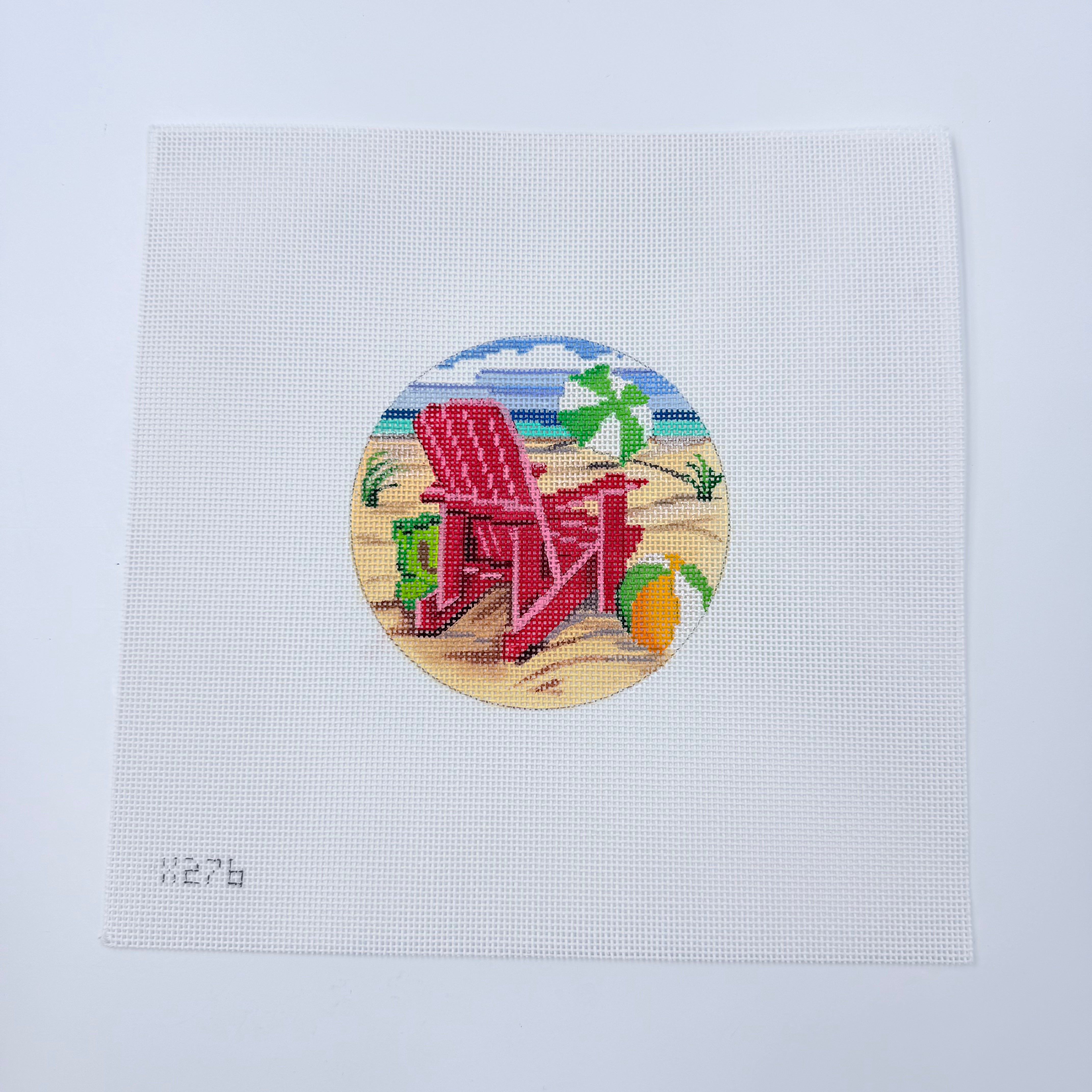 Red Beach Chair Canvas - KC Needlepoint