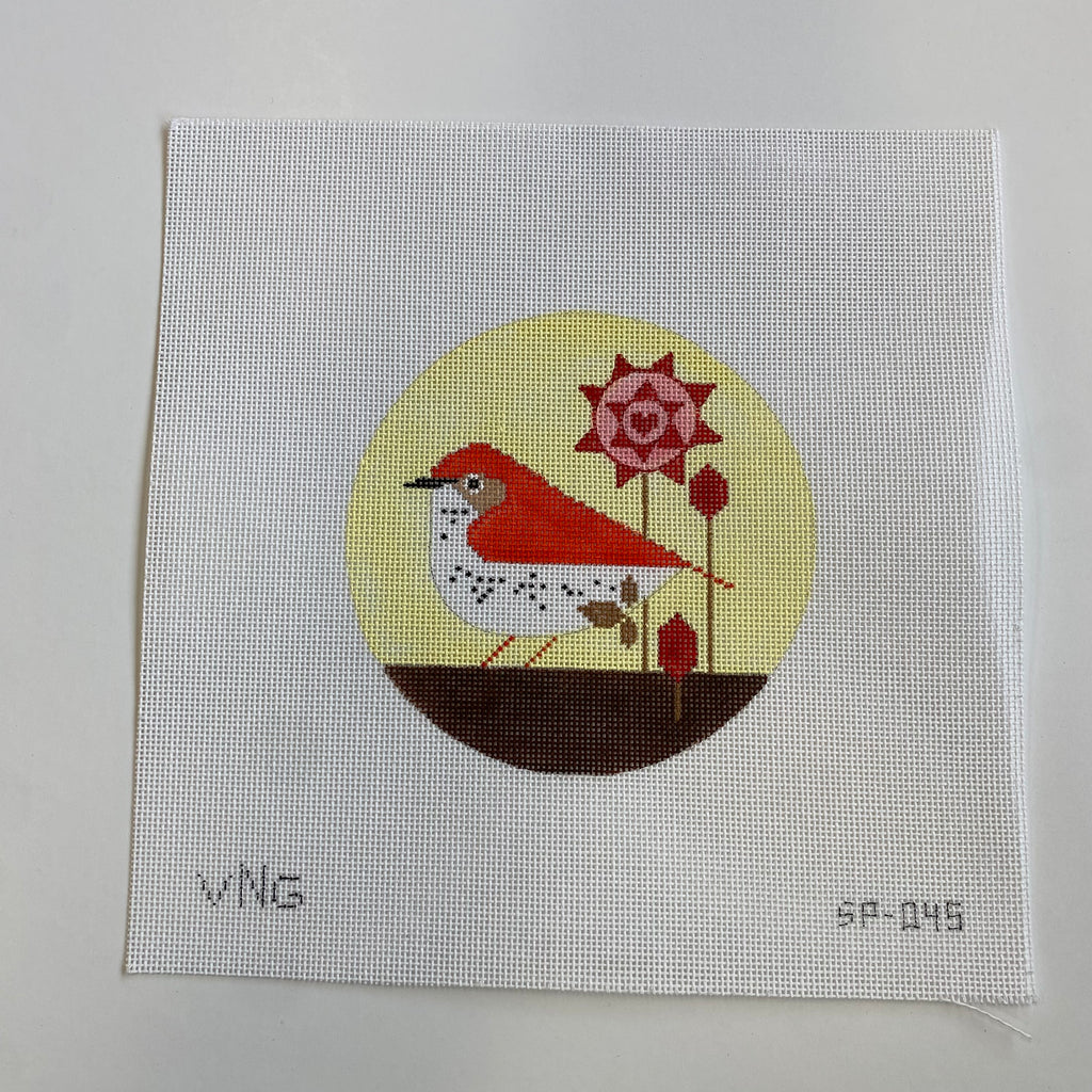 Bird with Flower Canvas - KC Needlepoint
