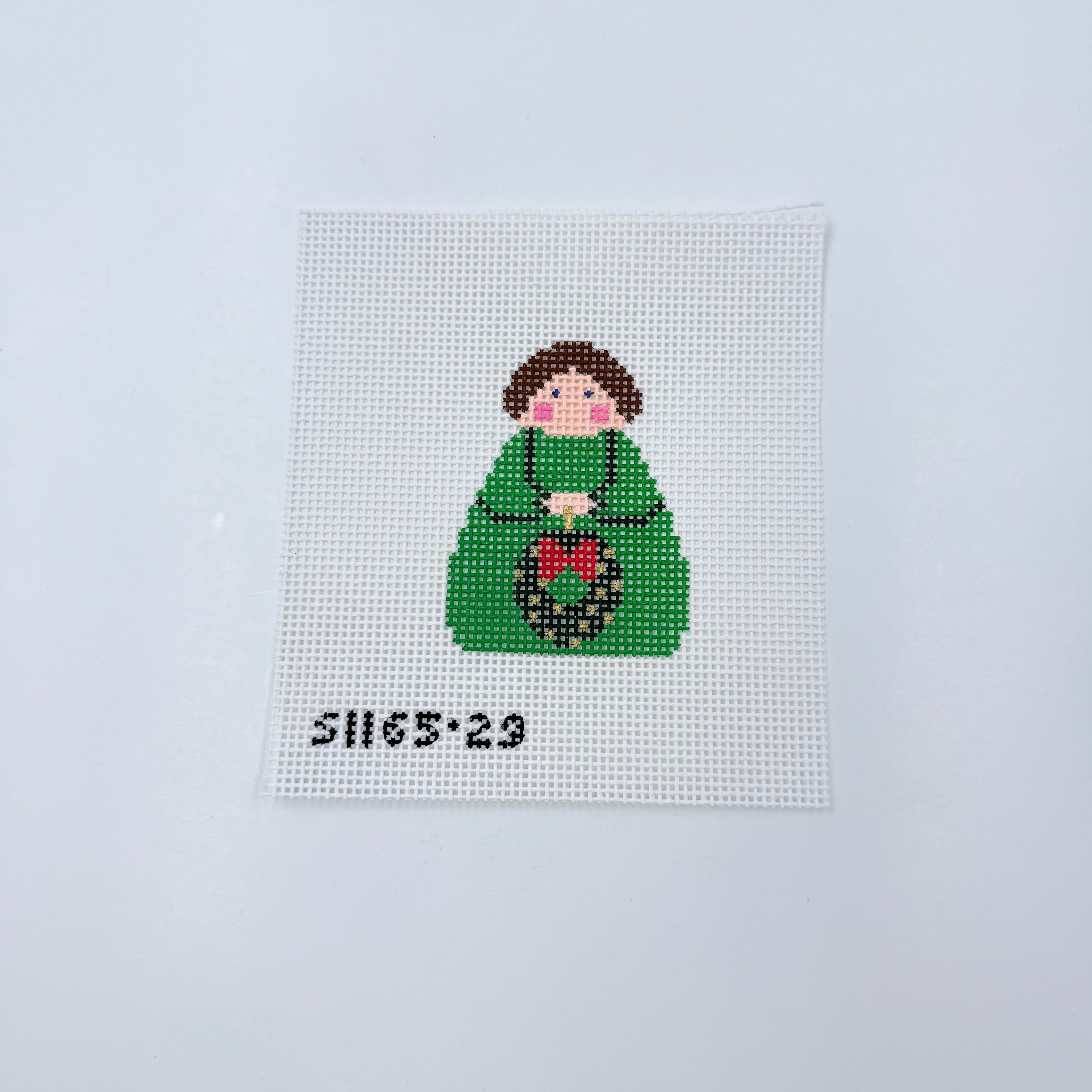 Green Angel with Wreath - KC Needlepoint
