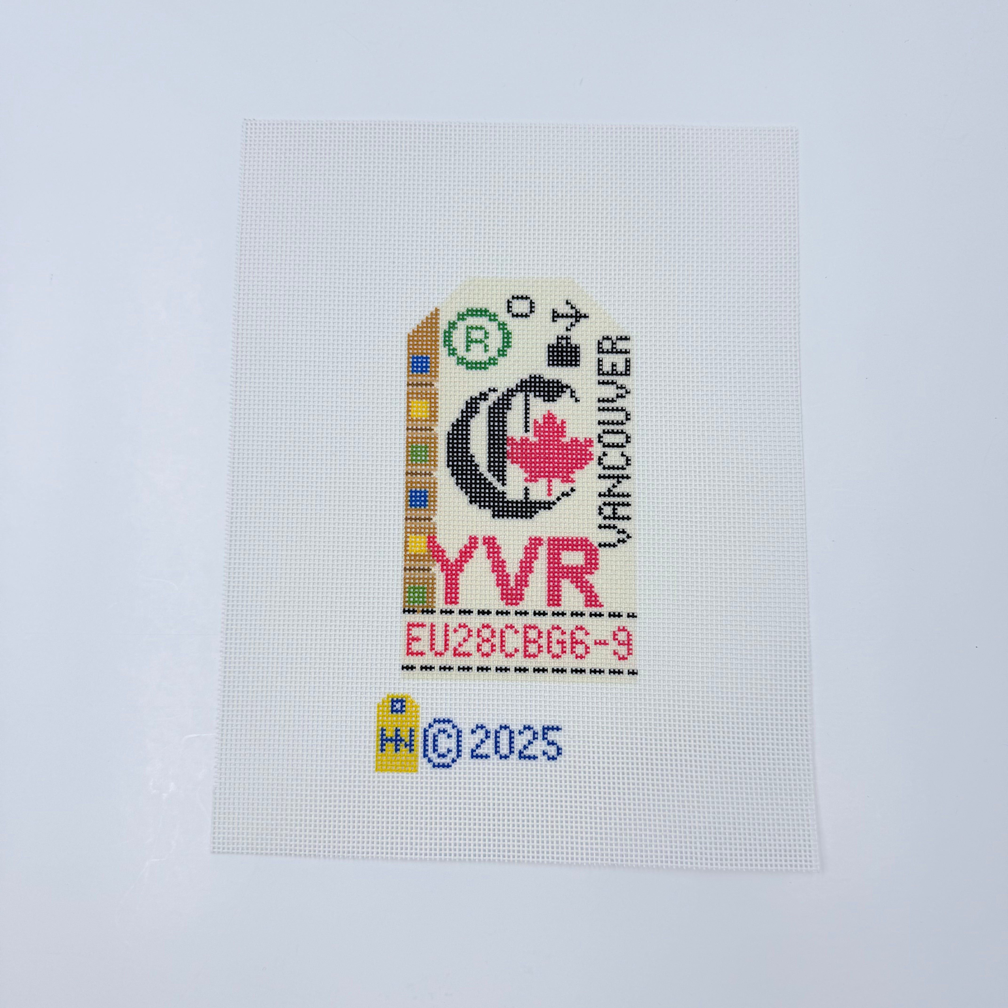 Vancouver Vintage Travel Tag Canvas - KC Needlepoint