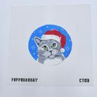 Gray Cat Santa Ornament Canvas - KC Needlepoint