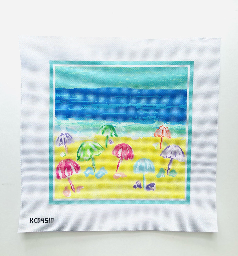 Beach Umbrella Pillow Canvas - KC Needlepoint