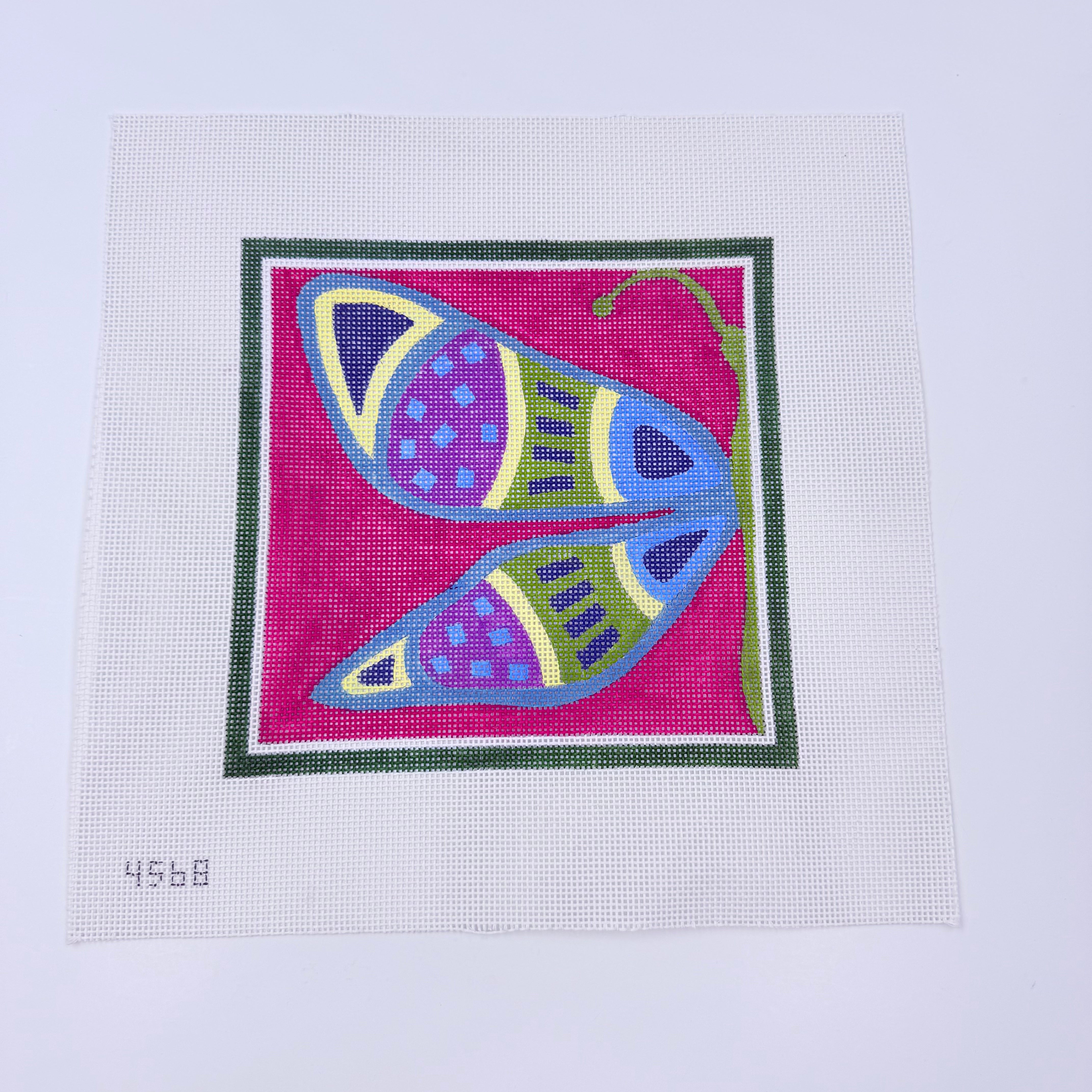 Half Butterfly on Fuchsia Canvas - KC Needlepoint