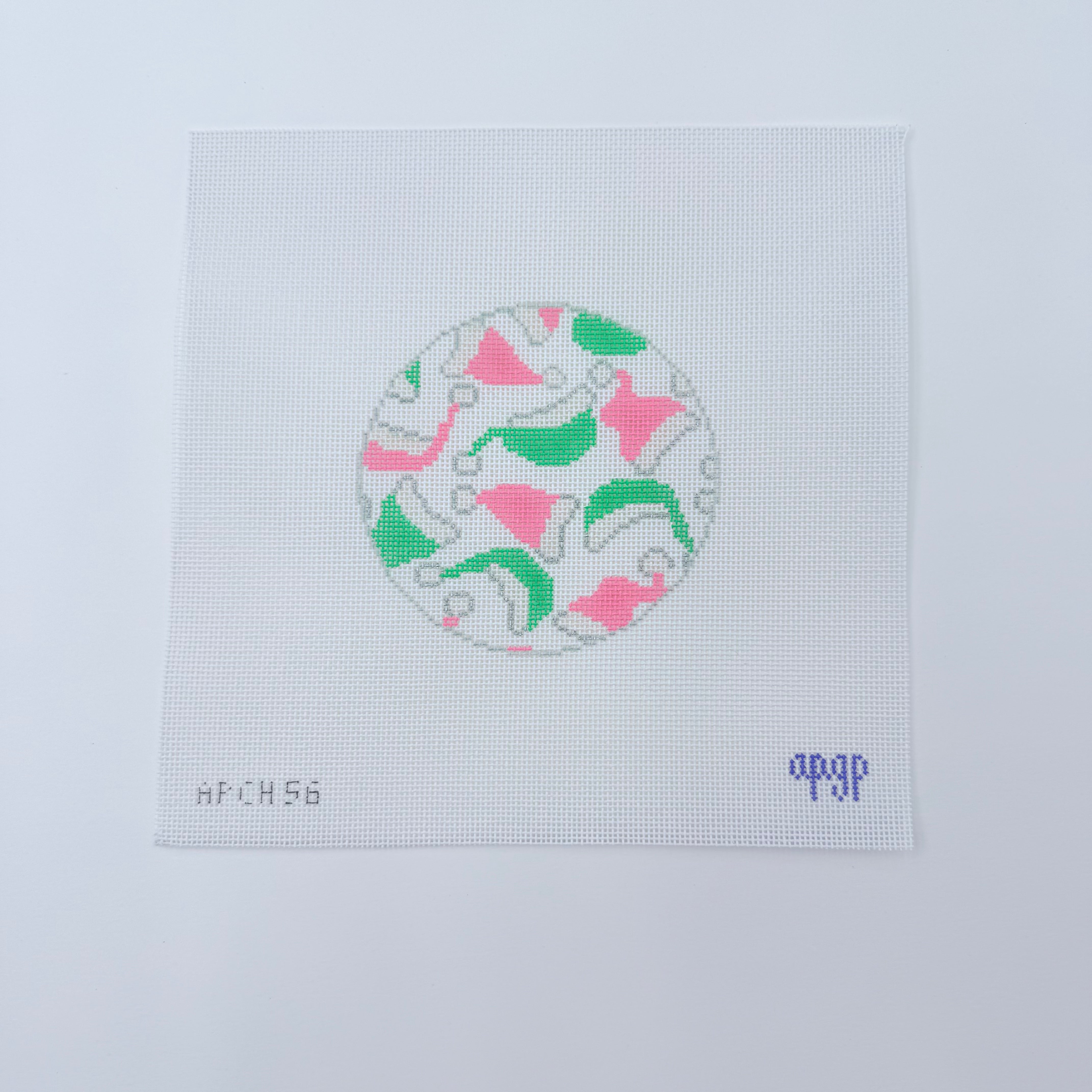 Pink and Green Santa Hats Canvas - KC Needlepoint