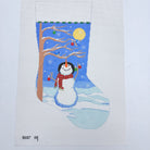Moonlit Snowman Bird Tree Stocking Canvas - KC Needlepoint