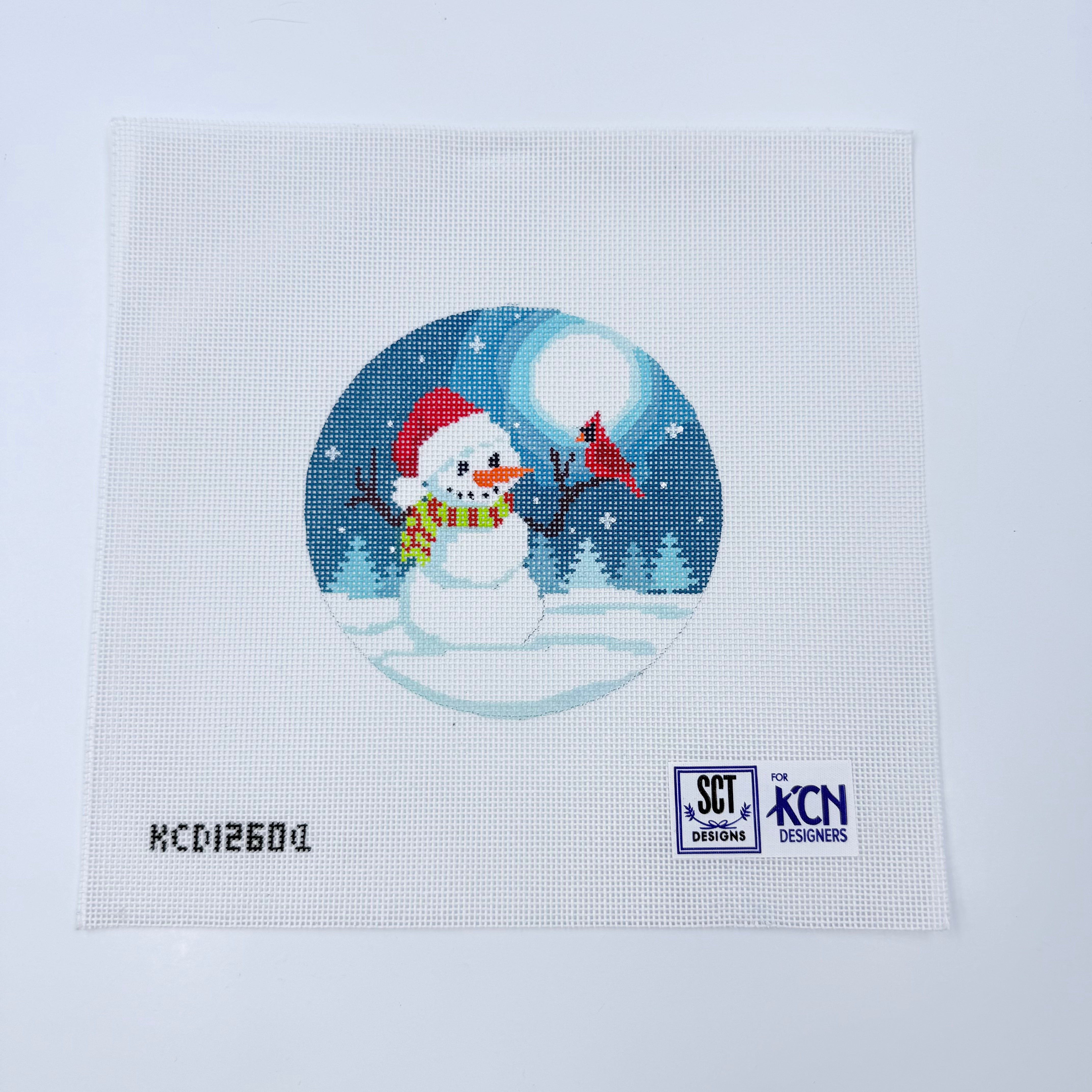 Snowman and Cardinal Ornament Canvas - KC Needlepoint