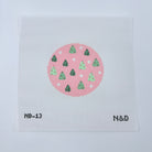 Pink Trees Round Canvas - KC Needlepoint