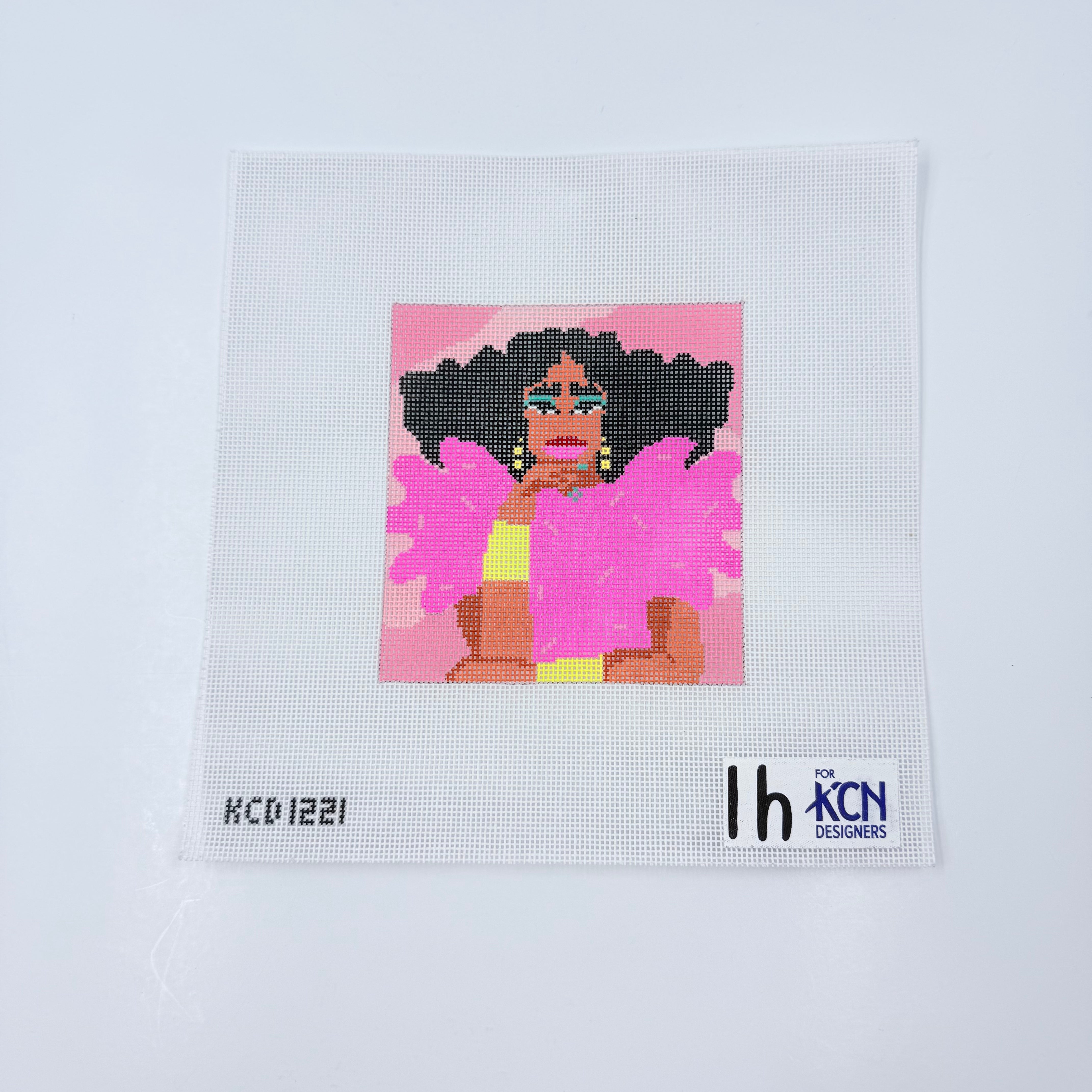 Woman with Pink Boa - KC Needlepoint