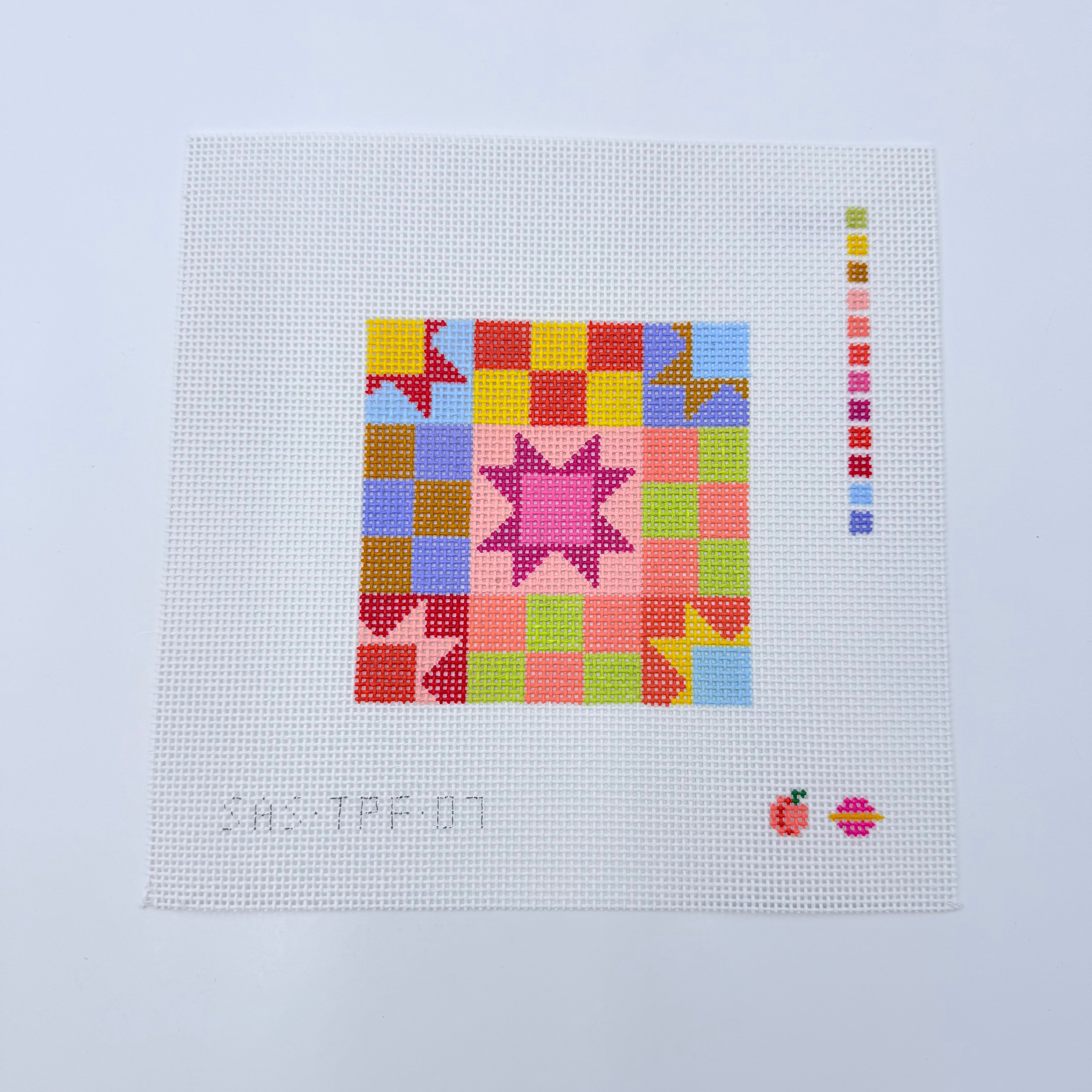 Pink Patchwork Square Canvas - KC Needlepoint