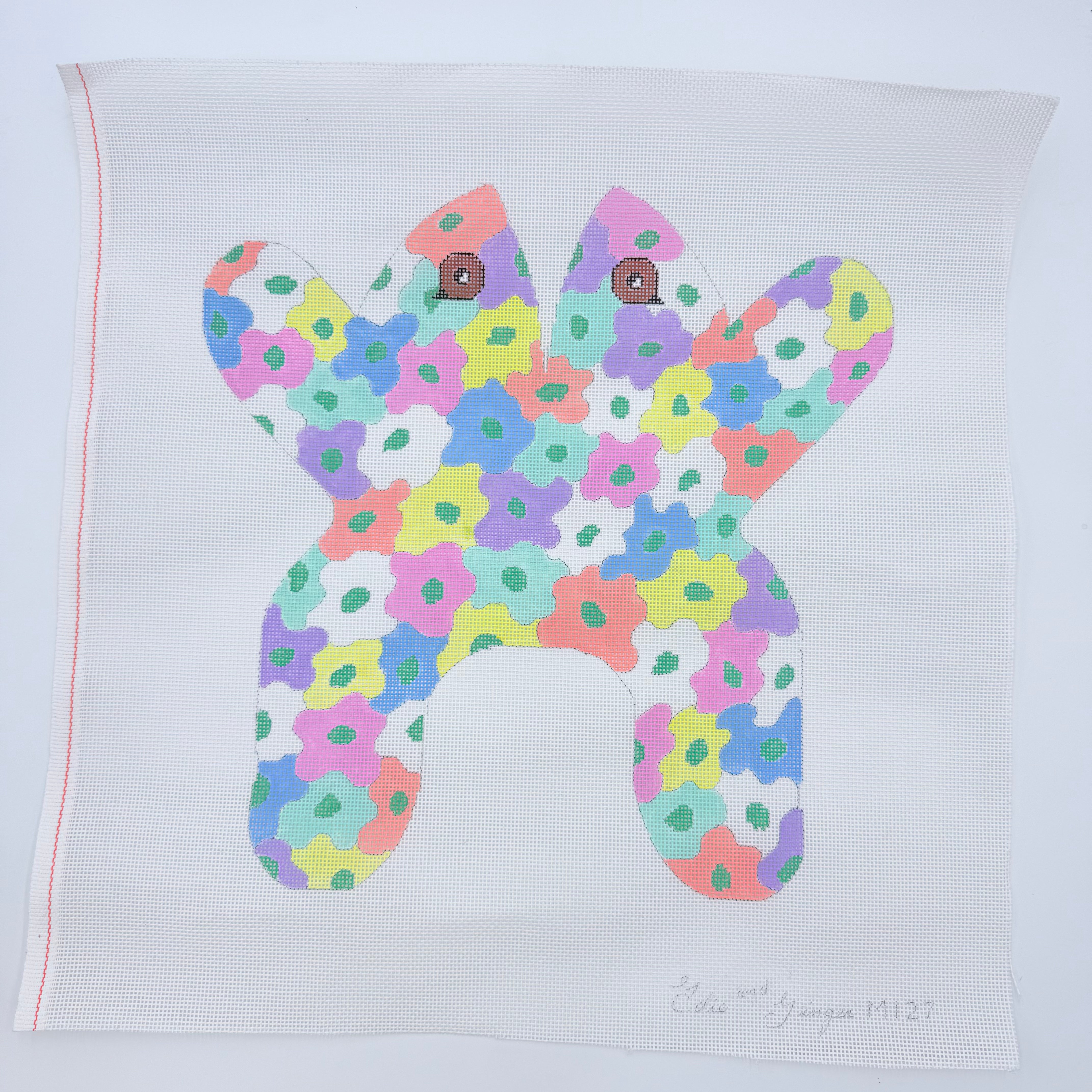 Floral Frog Canvas - KC Needlepoint