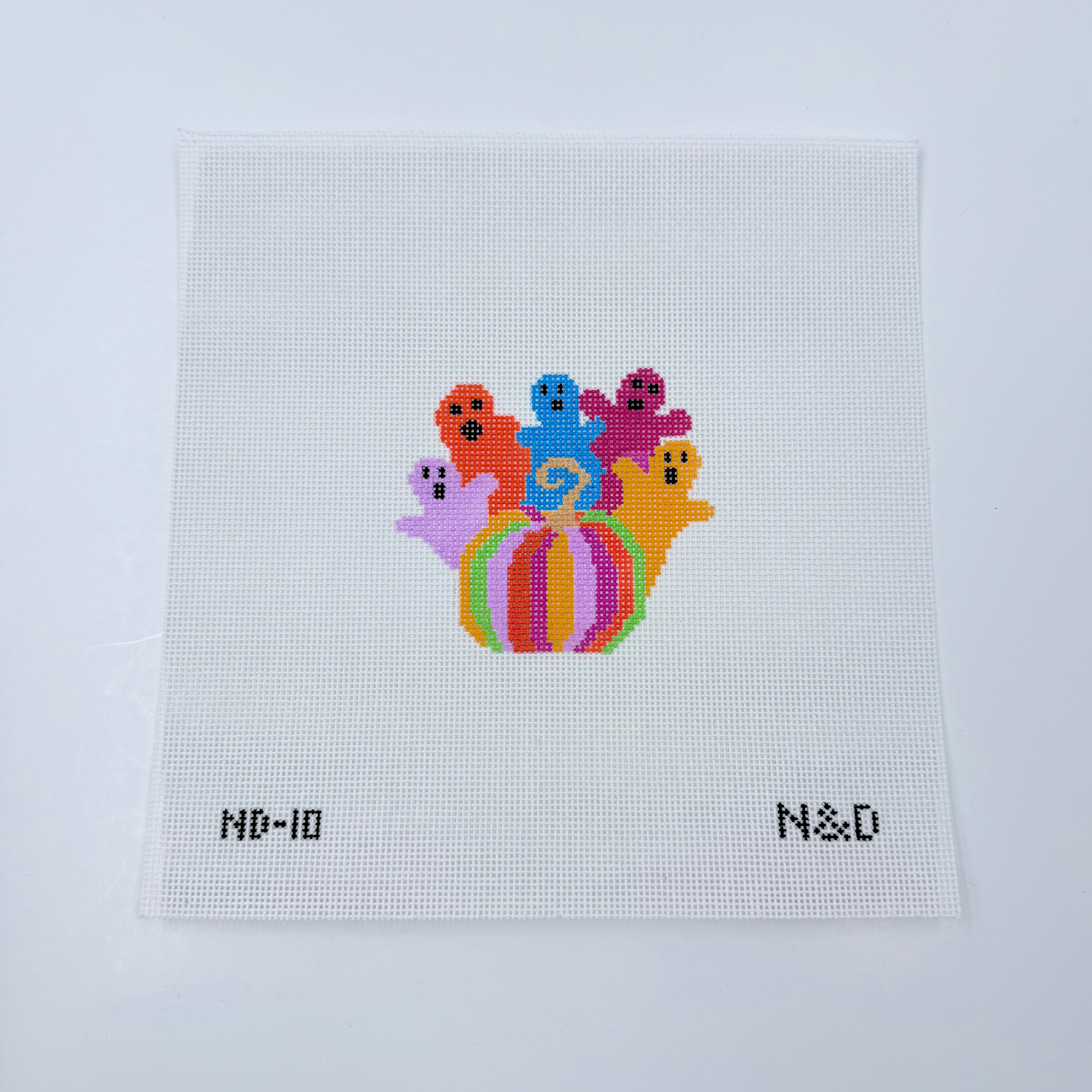 Colorful Ghosts with Pumpkin Canvas - KC Needlepoint