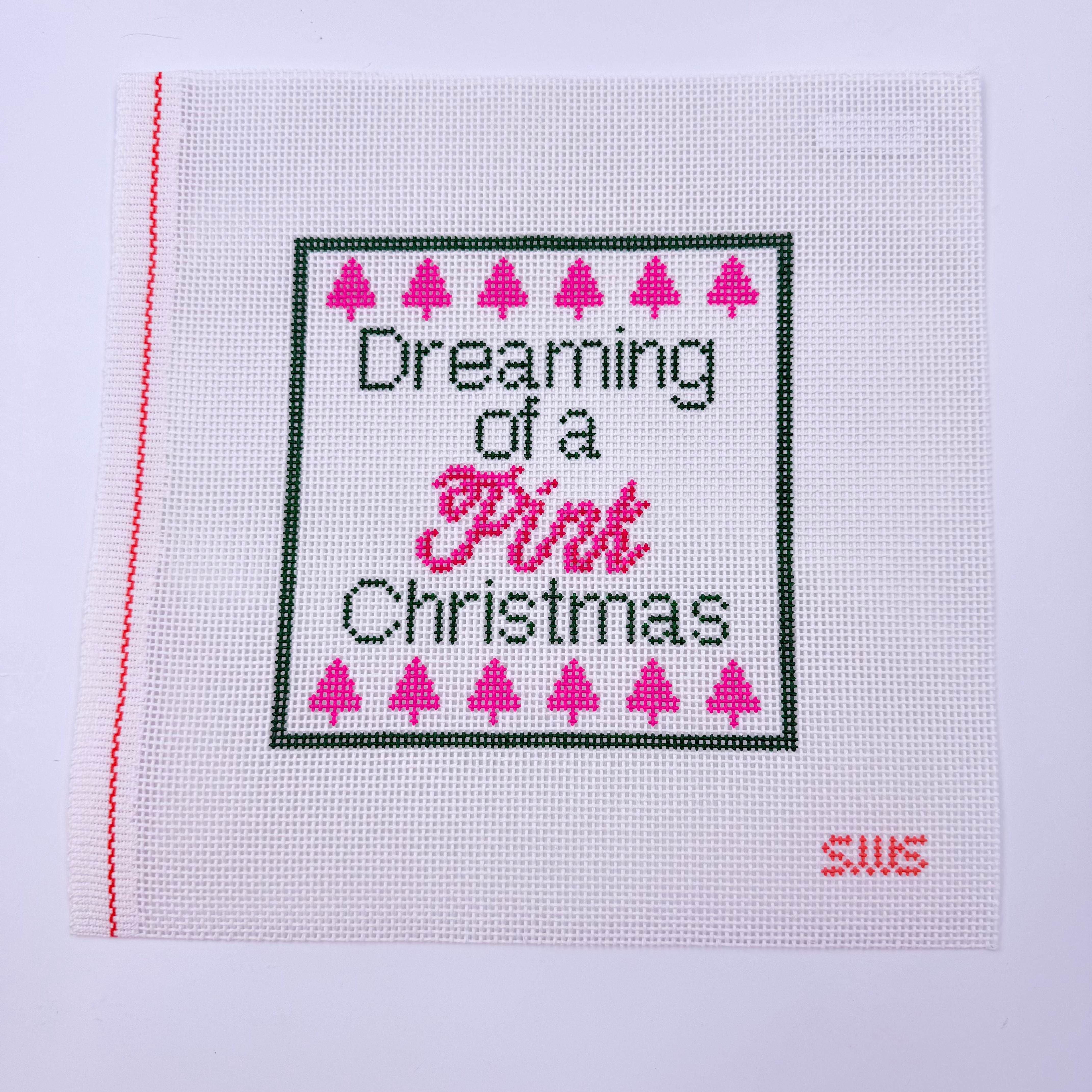 Dreaming of a Pink Christmas Canvas - KC Needlepoint