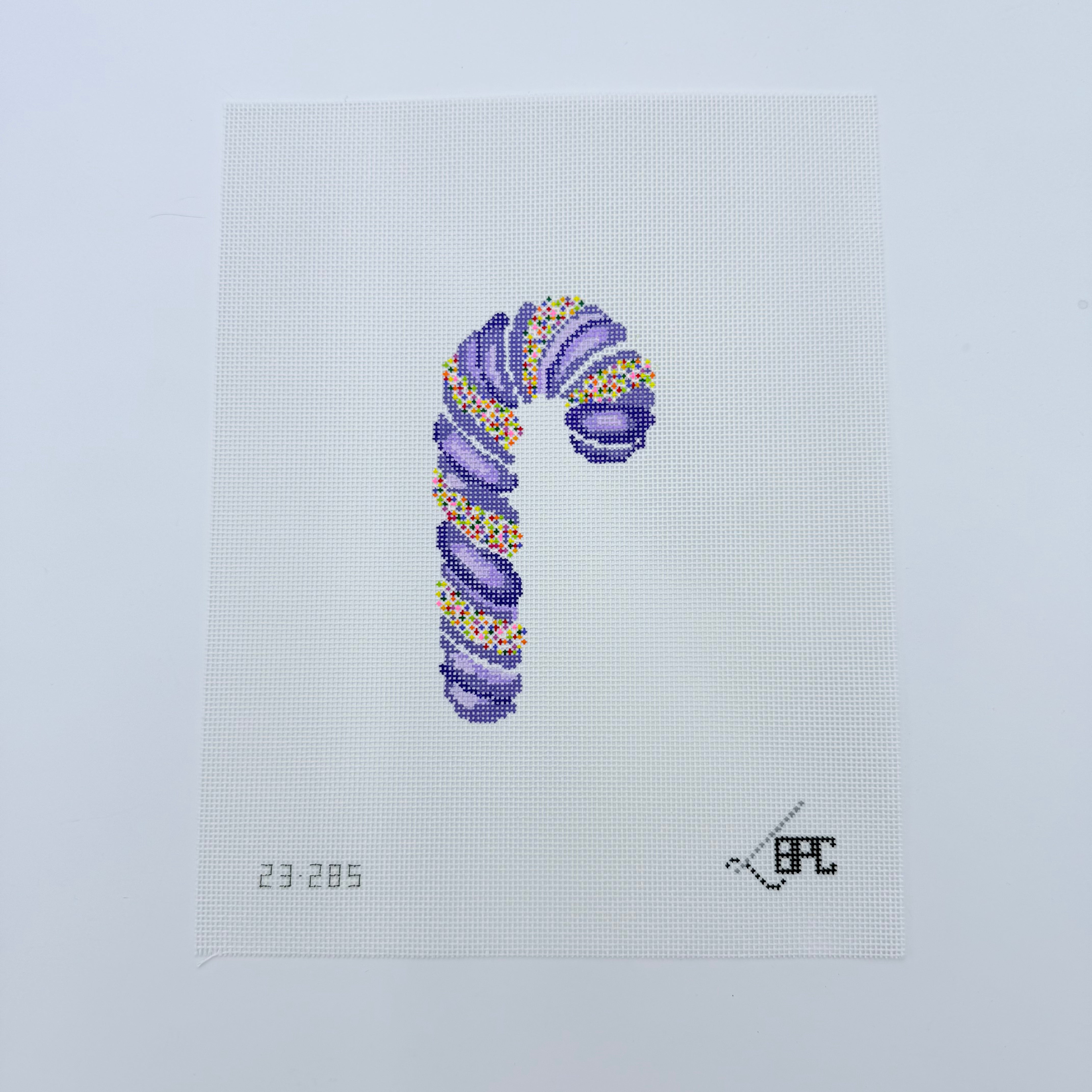 Purple Sprinkle Candy Cane Canvas - KC Needlepoint