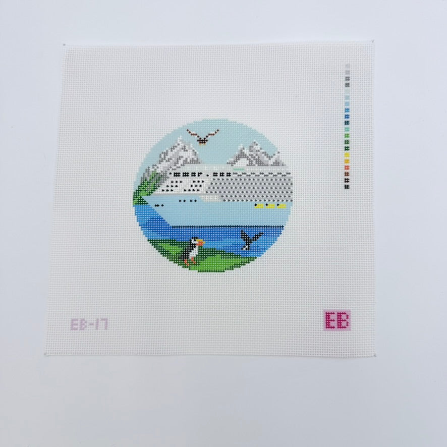 Alaska Cruise Travel Round Canvas - KC Needlepoint