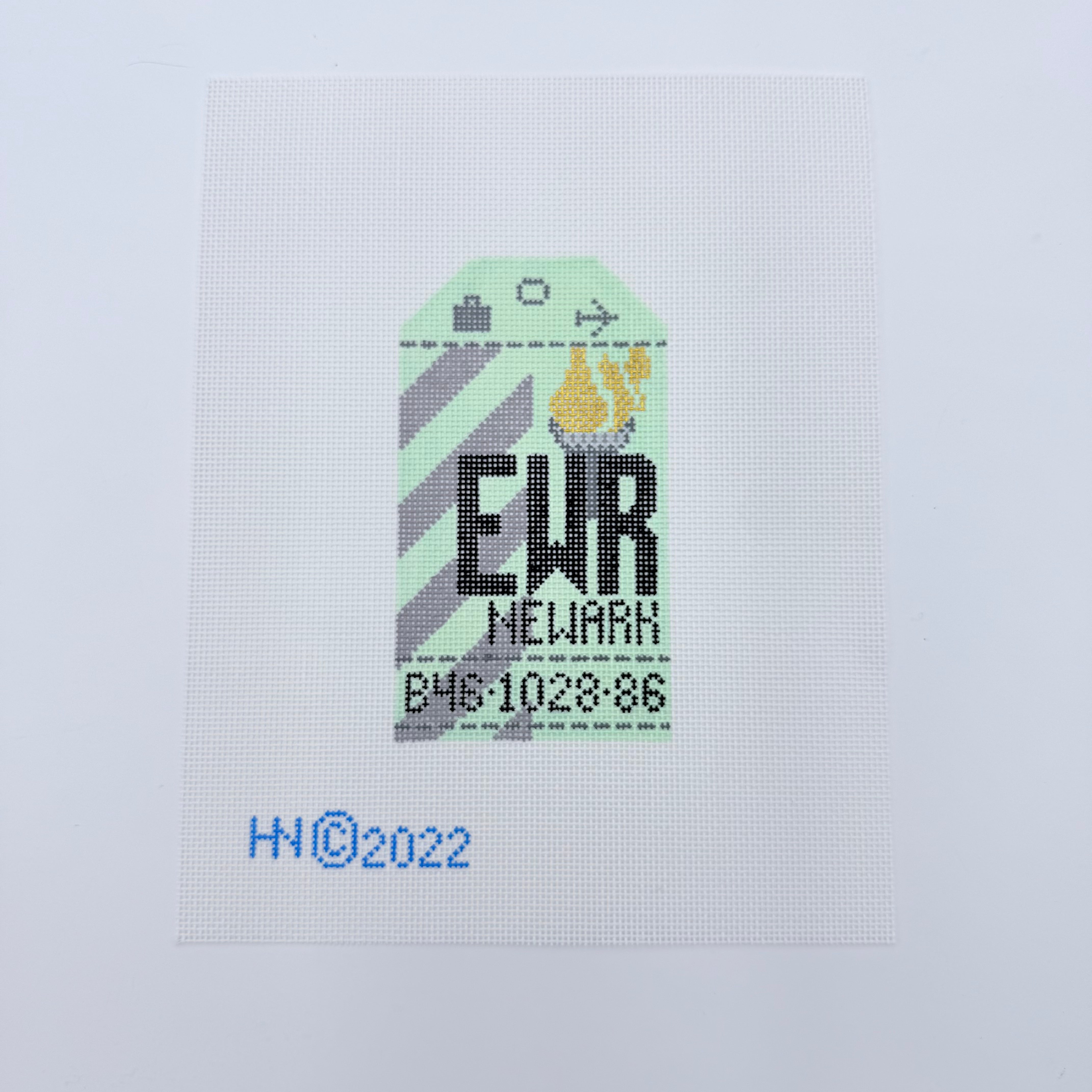 Newark Vintage Travel Tag Canvas - KC Needlepoint