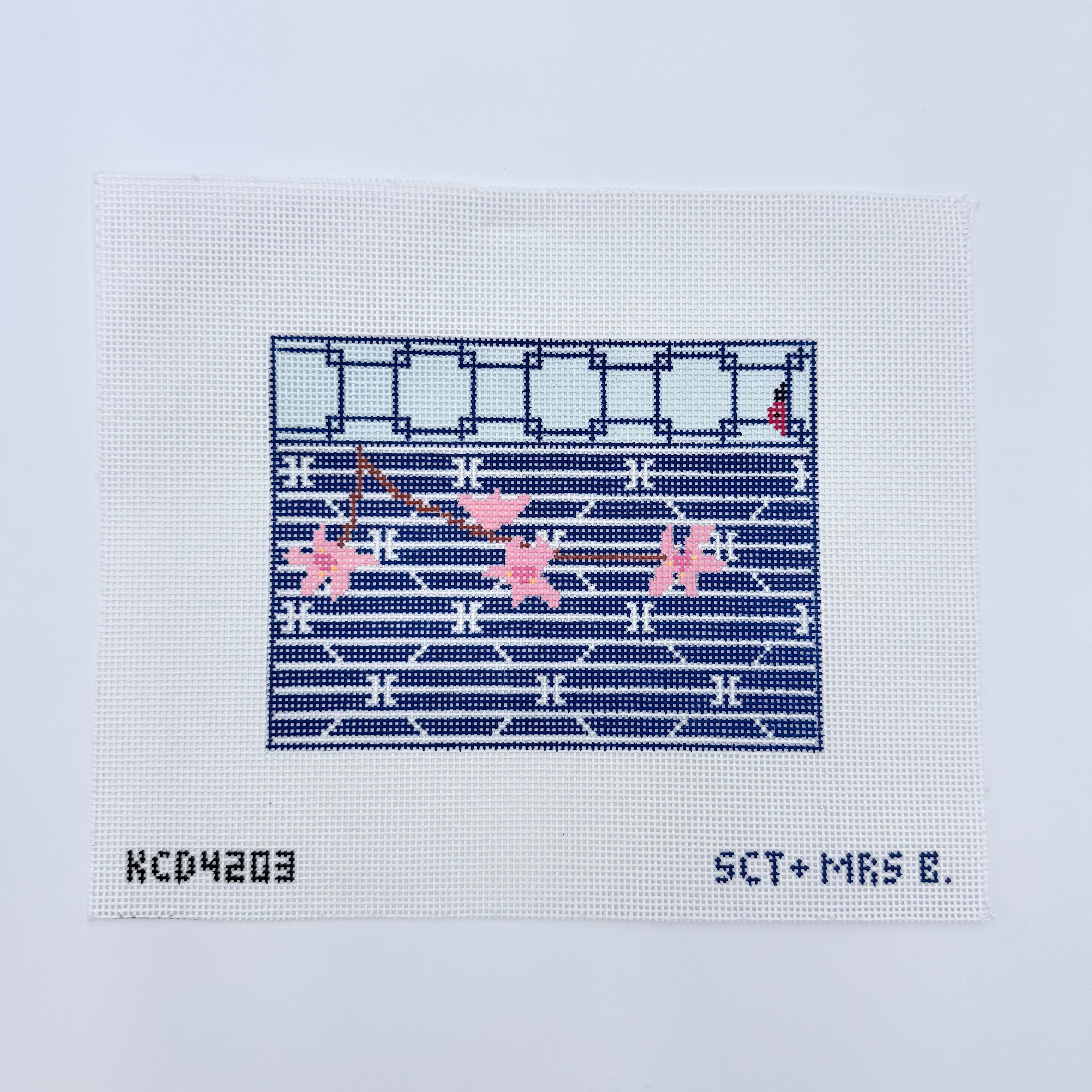 Cherry Blossom Mini Clutch Canvas - KC Needlepoint