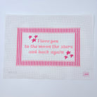 I love you moon and back pink Canvas - KC Needlepoint