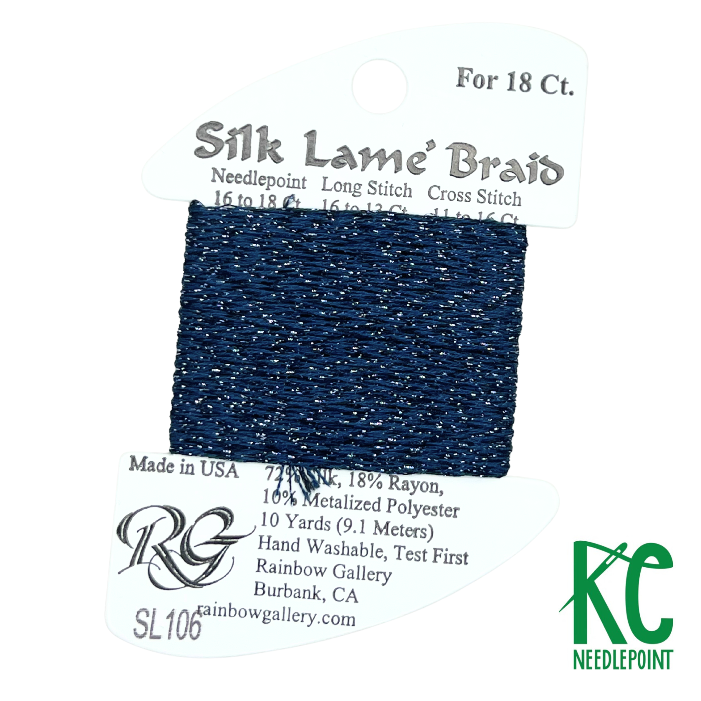 Silk Lamé Braid SL106 Dark Denim - KC Needlepoint