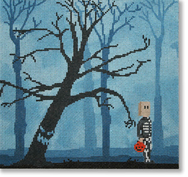 Trick or Treater in Forest Canvas - KC Needlepoint