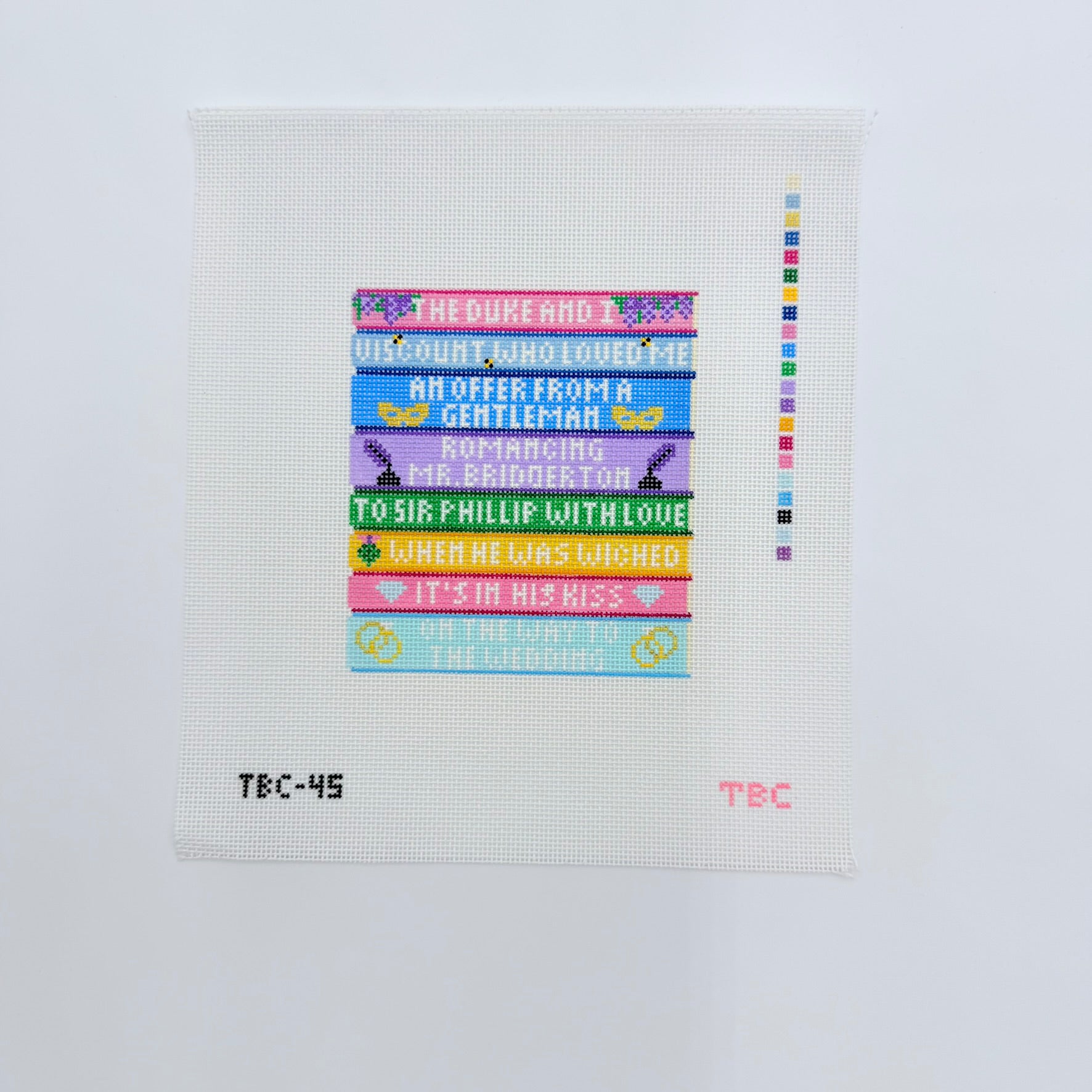 Regency Romance Book Stack Canvas - KC Needlepoint