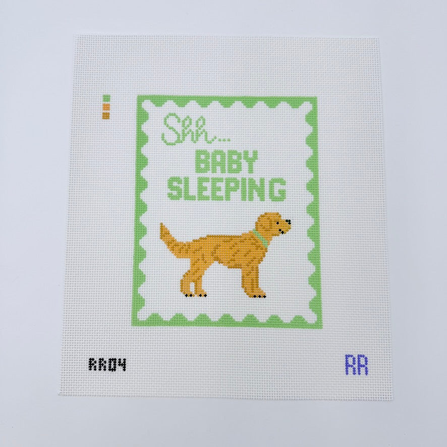 Light Green Baby Sleeping Dog Canvas - KC Needlepoint