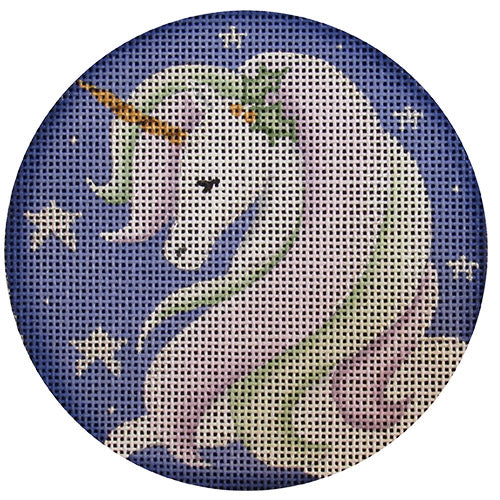 Lavender Unicorn Round - KC Needlepoint