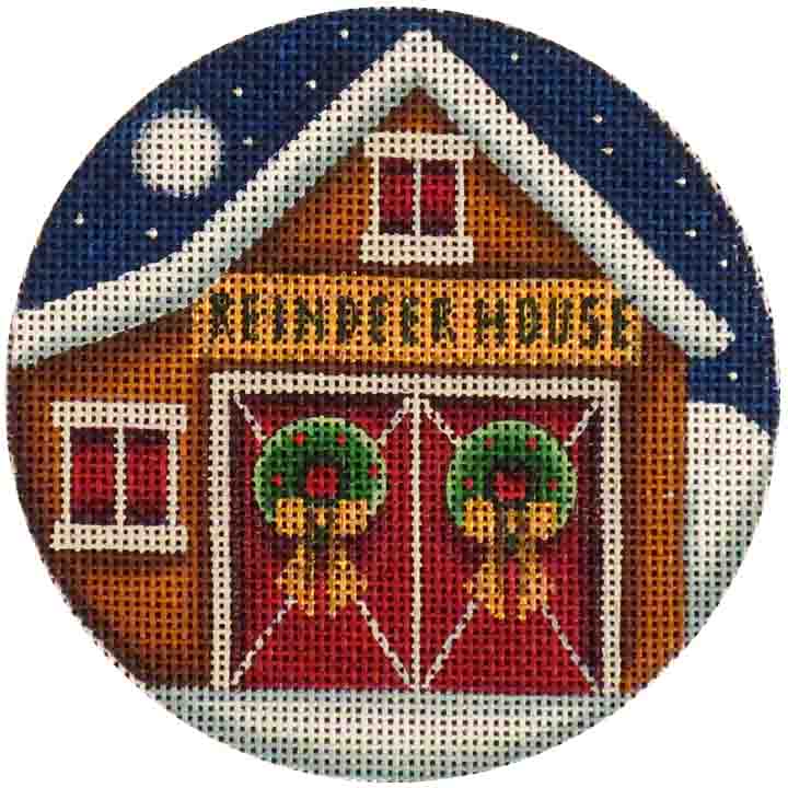 Reindeer House Canvas - KC Needlepoint