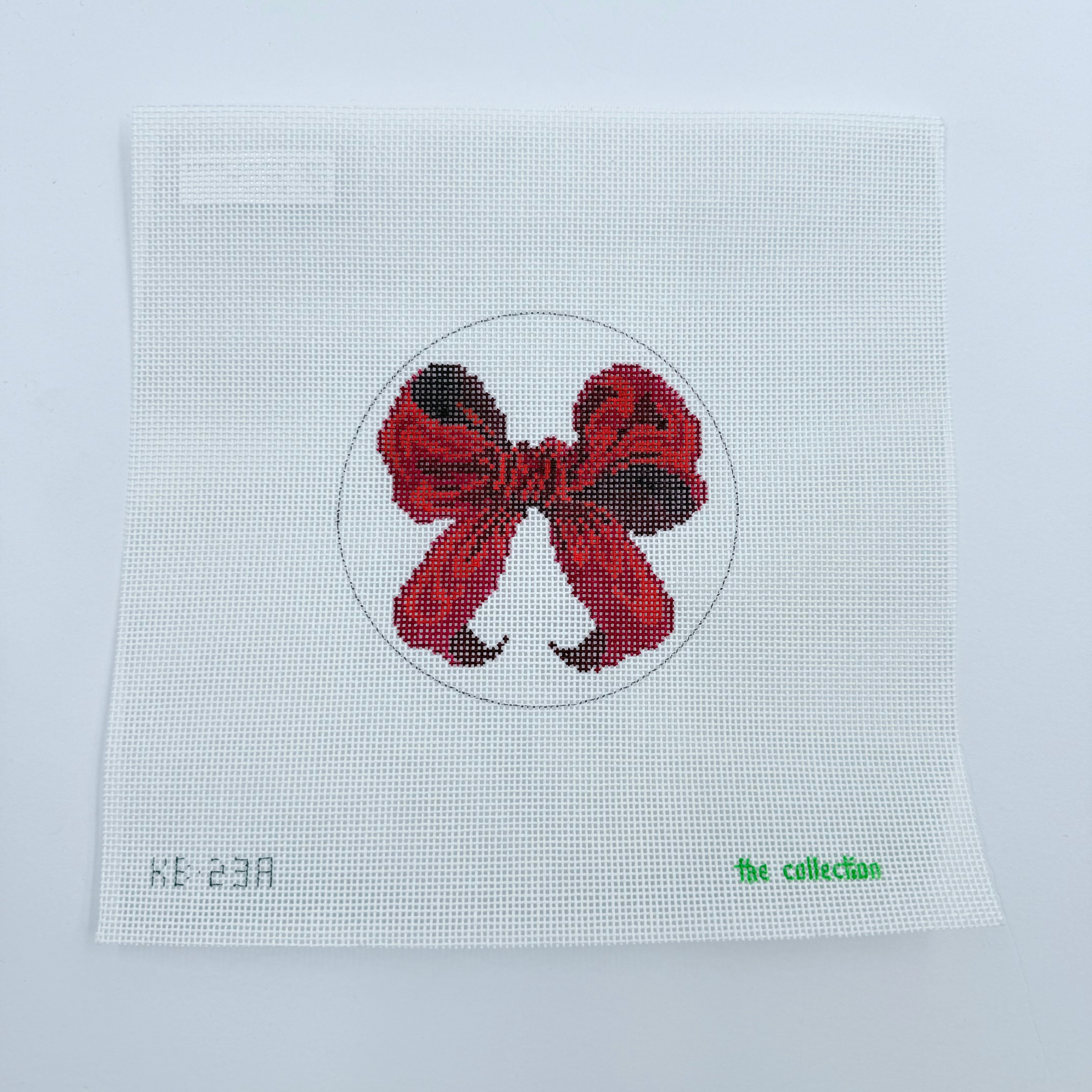 Mini Red Bow Needlepoint Canvas - KC Needlepoint