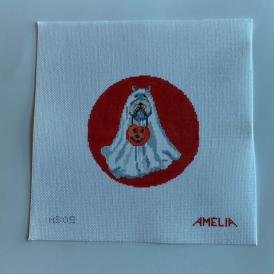 Stella the Ghost Round Canvas - KC Needlepoint