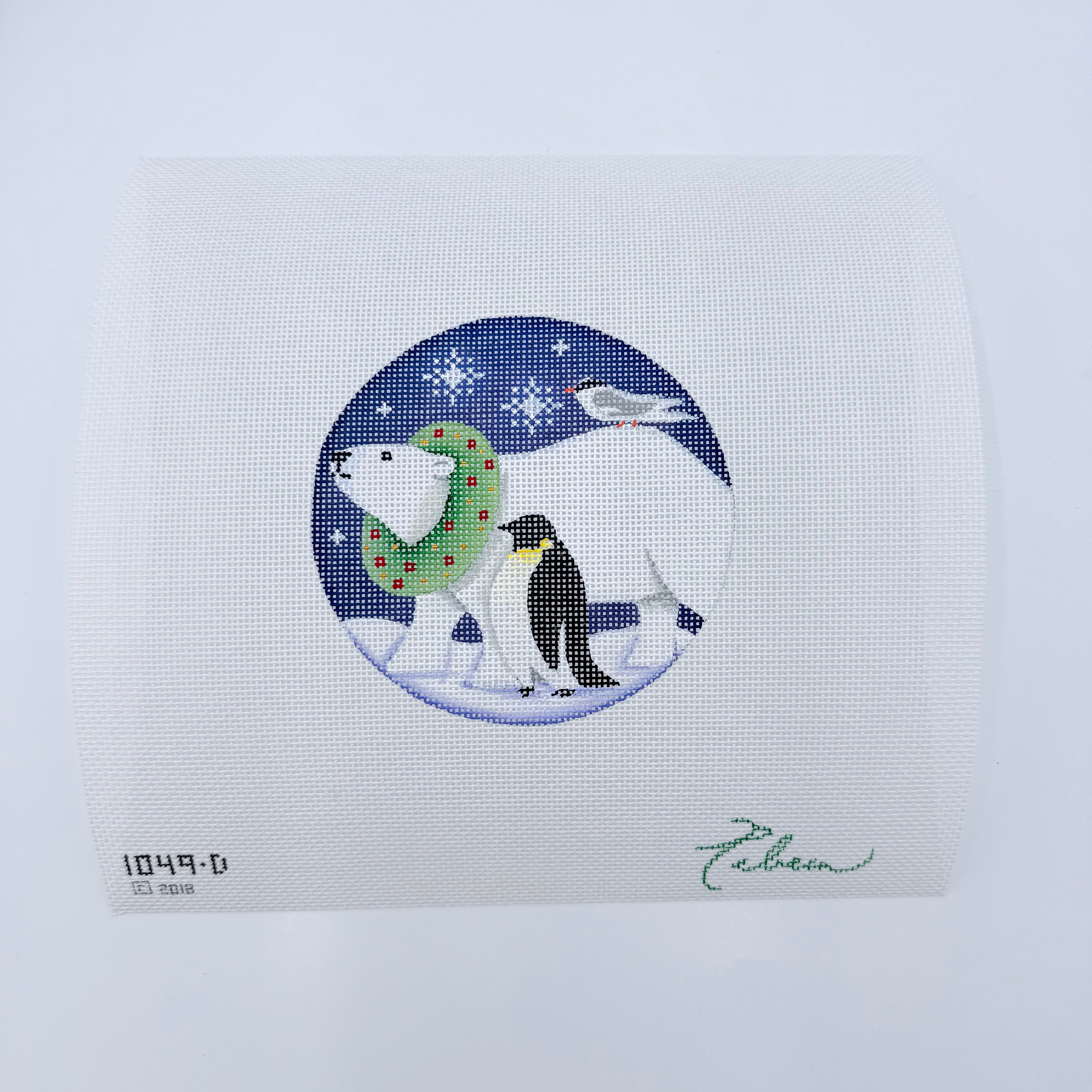 Polar Christmas Round Canvas - KC Needlepoint
