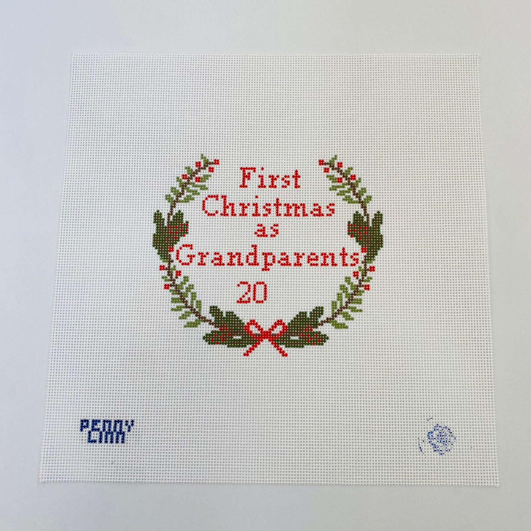 First Christmas as Grandparents Canvas - KC Needlepoint