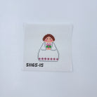 White Angel with Pink and Green Present - KC Needlepoint