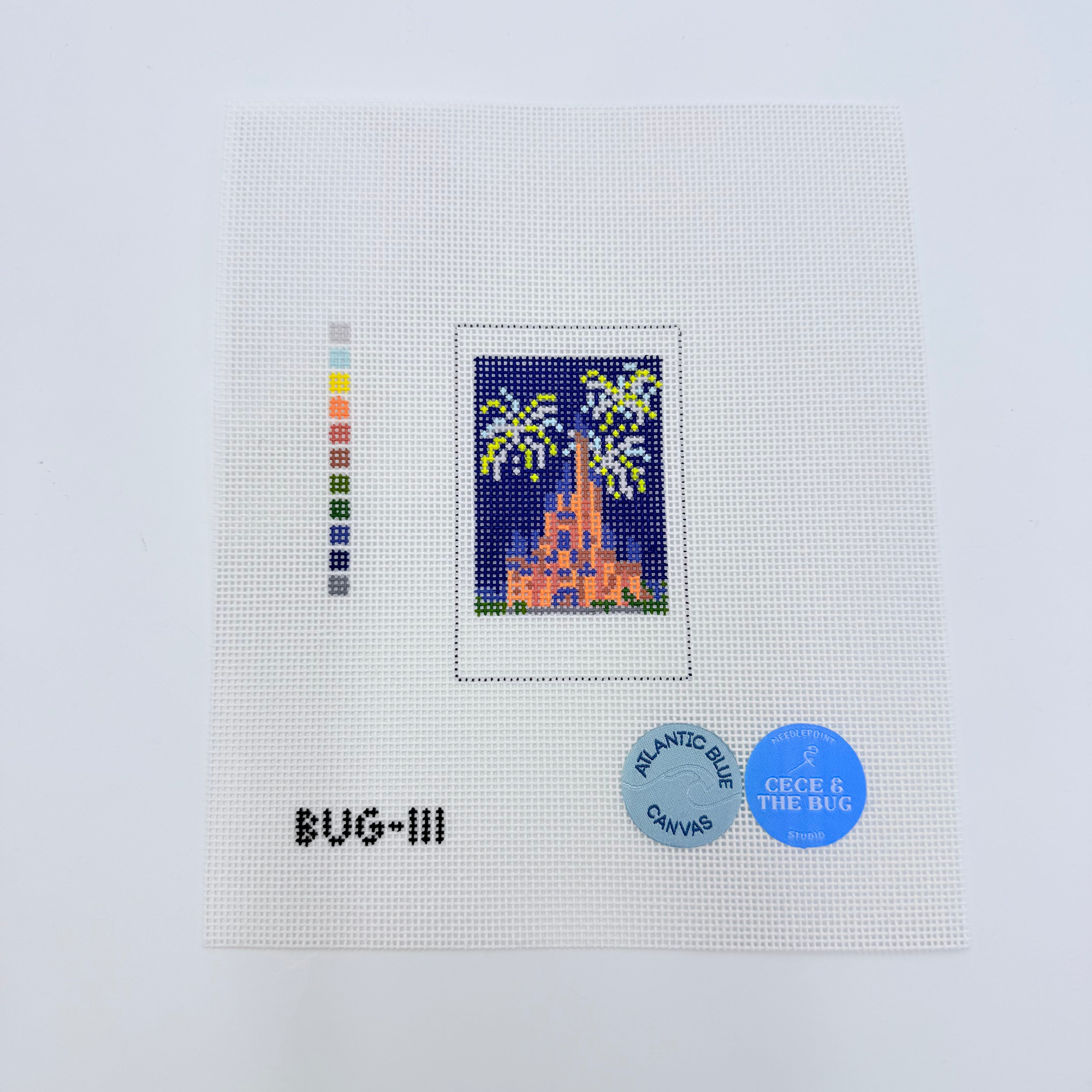Magical Castle Fireworks Polaroid Canvas - KC Needlepoint