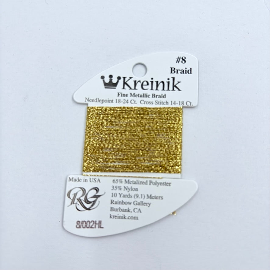 Kreinik Card Size 8 002HL Gold High Lustre – KC Needlepoint