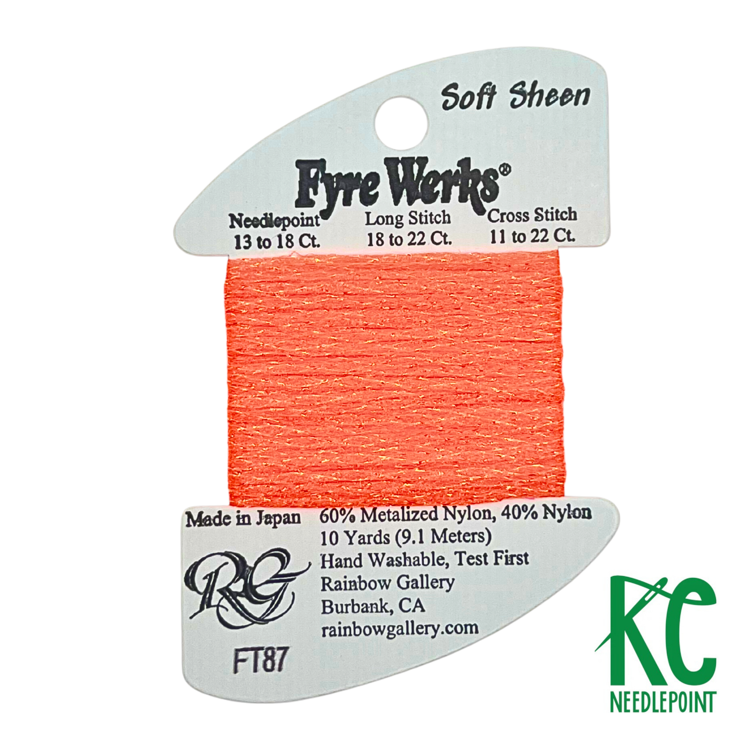 Fyre Werks Soft Sheen FT87 Vibrant Orange - KC Needlepoint