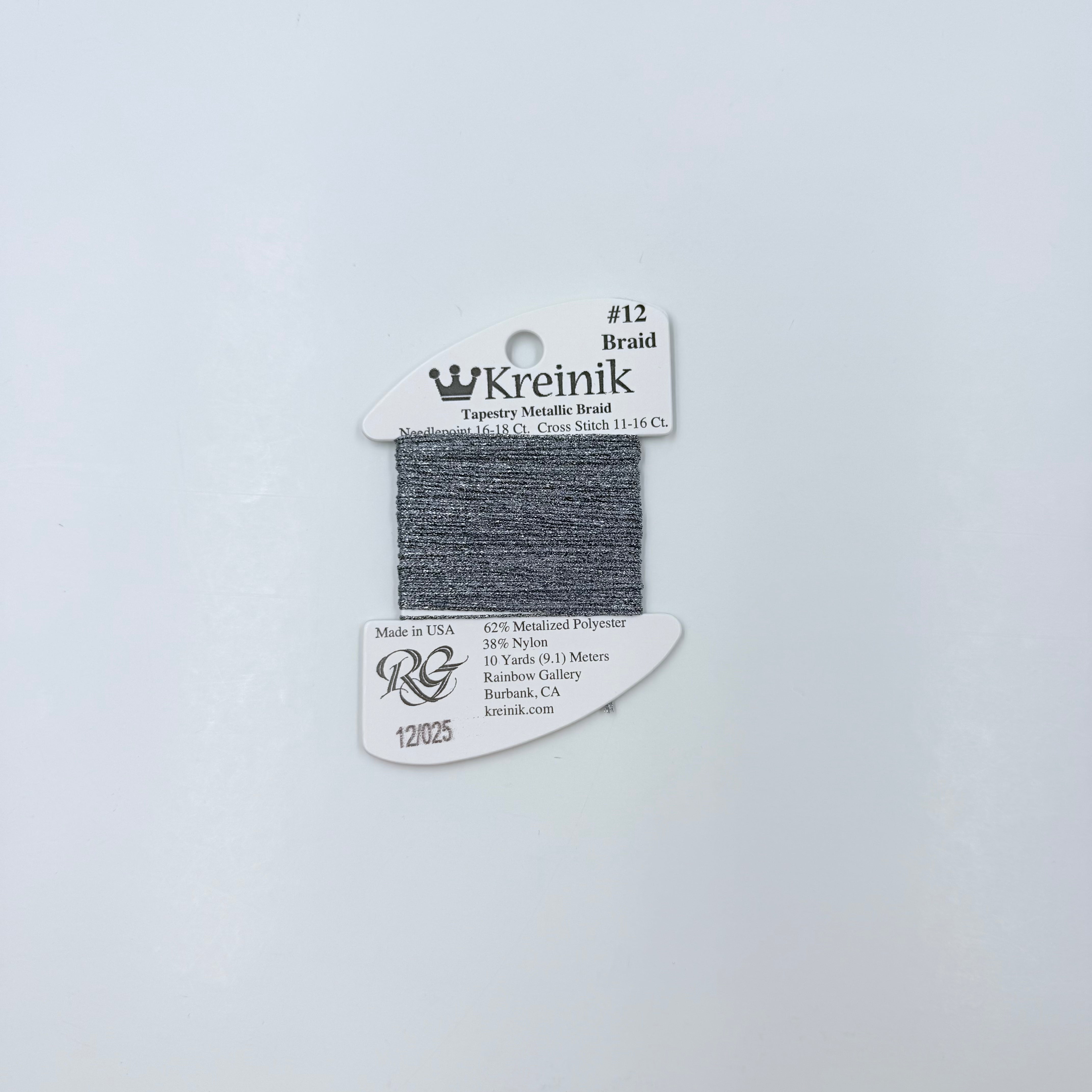 Kreinik Card Size 12 025 Grey - KC Needlepoint