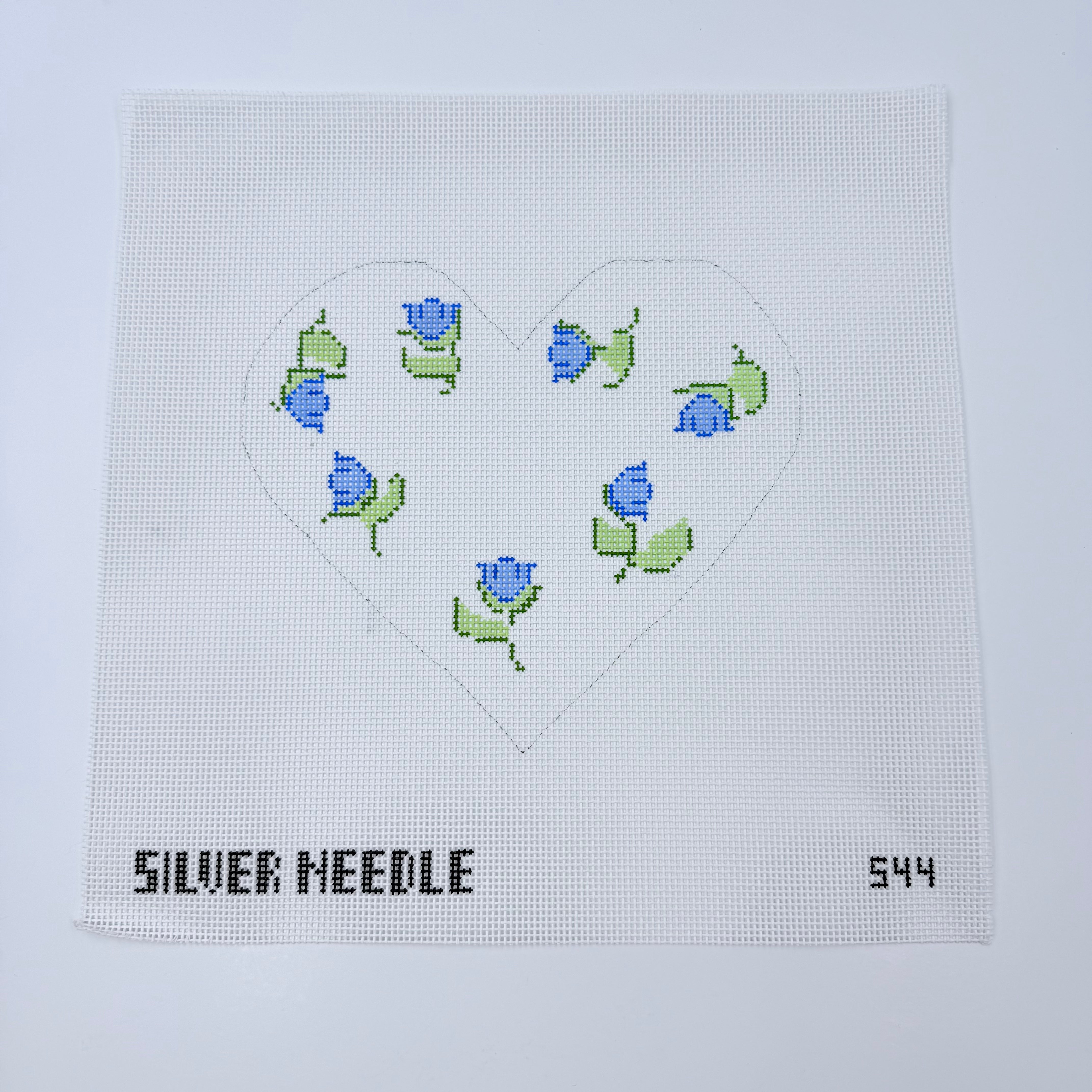 Bluebell Heart Canvas - KC Needlepoint