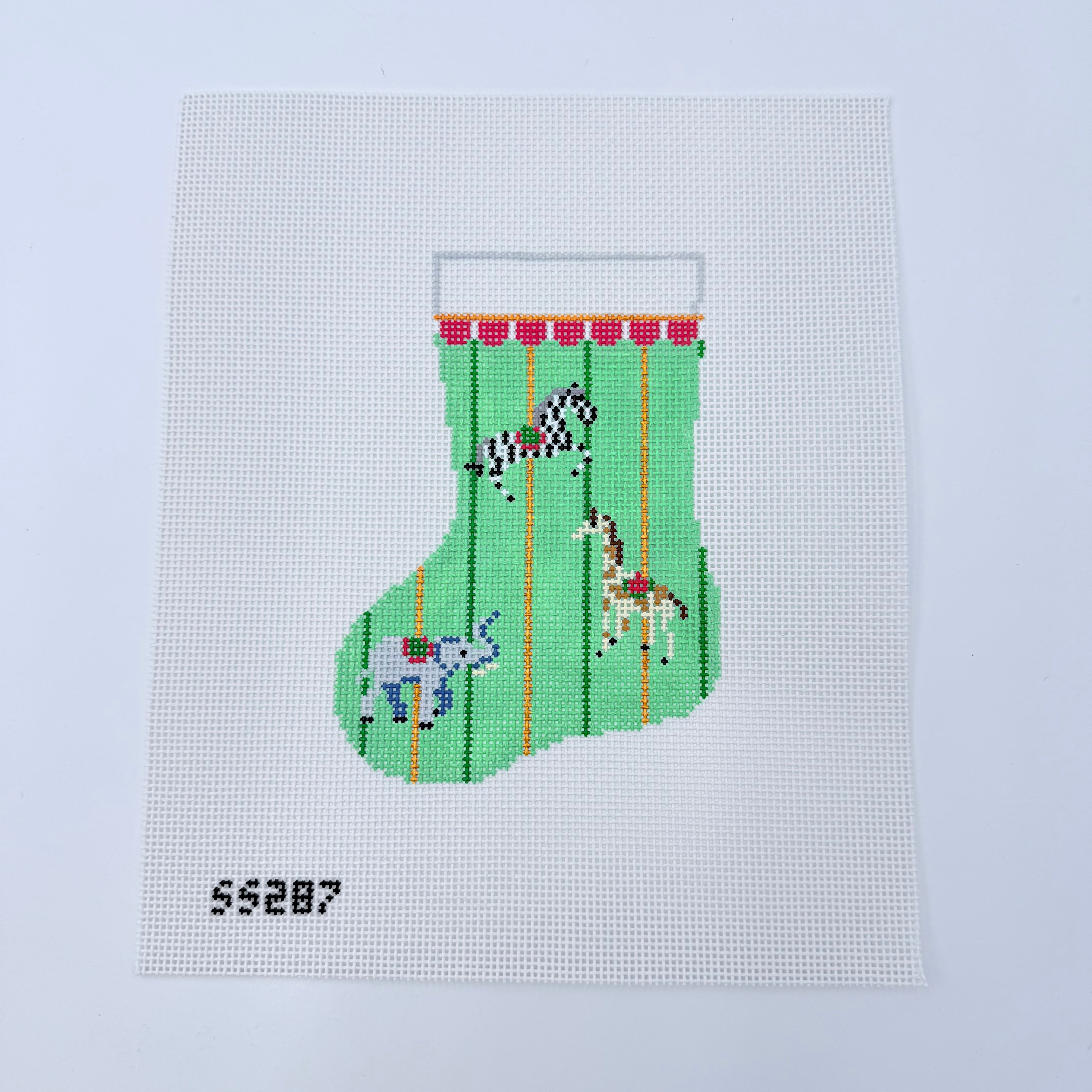 Carousel Mini Sock Needlepoint Canvas - KC Needlepoint