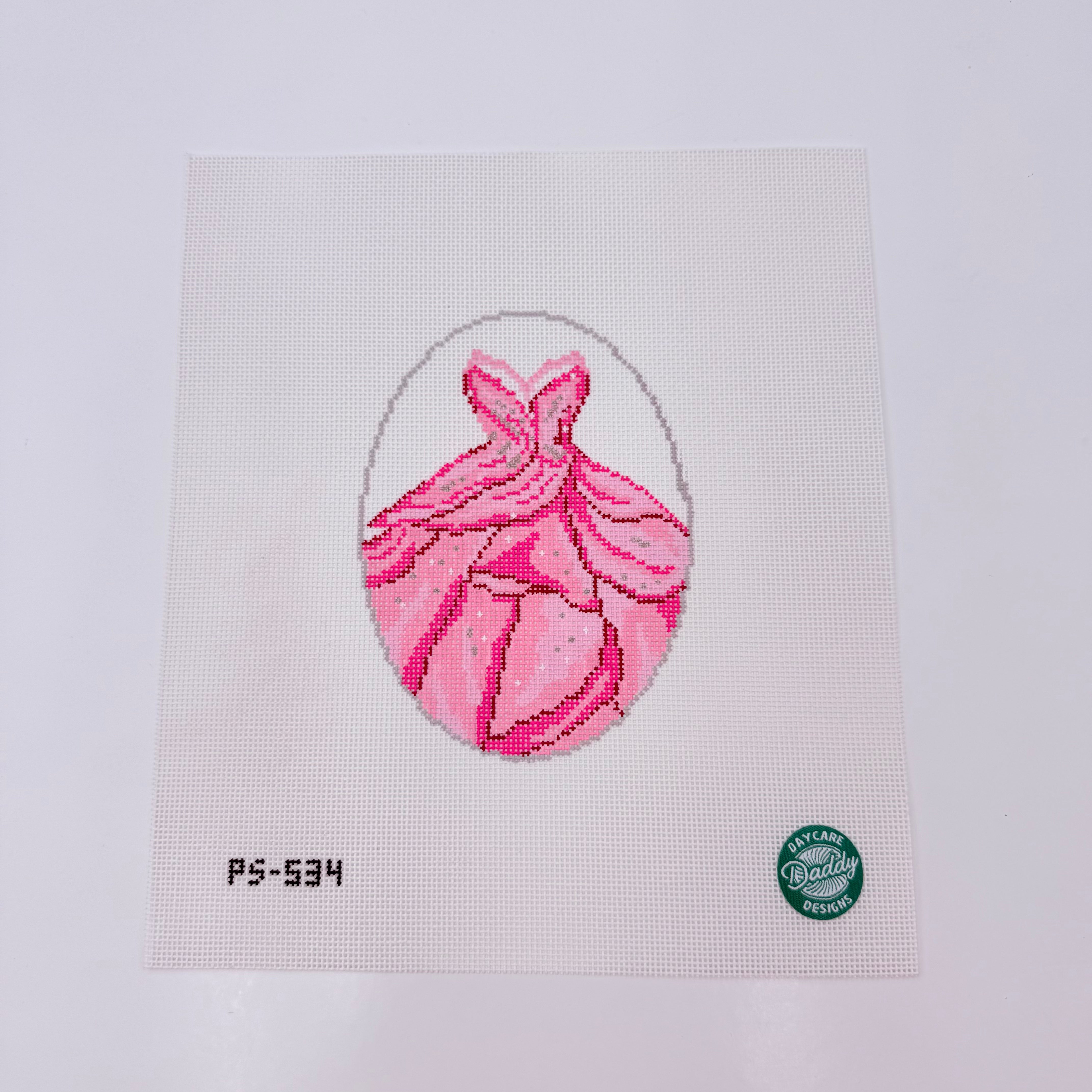 Pink Ball Gown Canvas - KC Needlepoint
