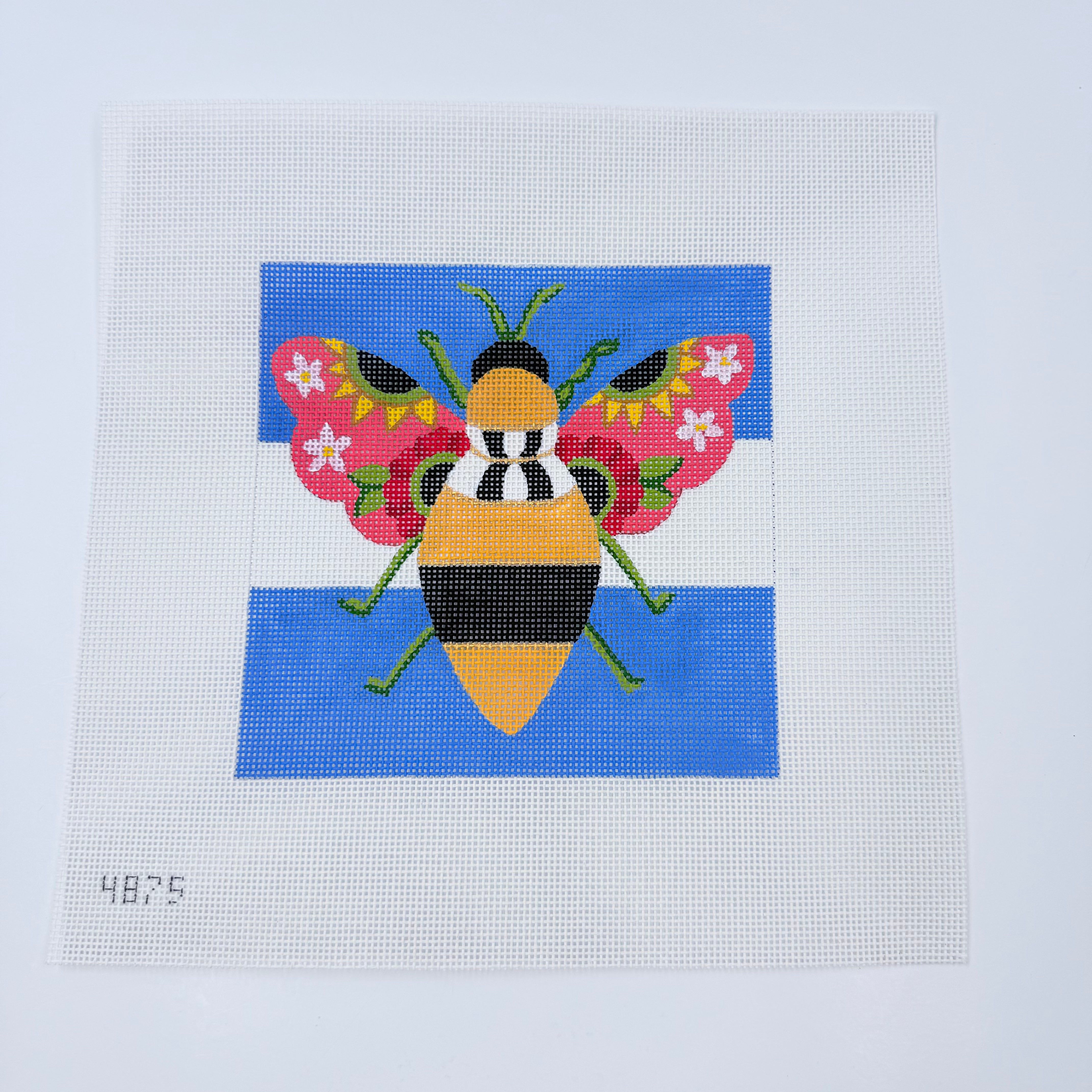 Floral Bee Canvas - KC Needlepoint